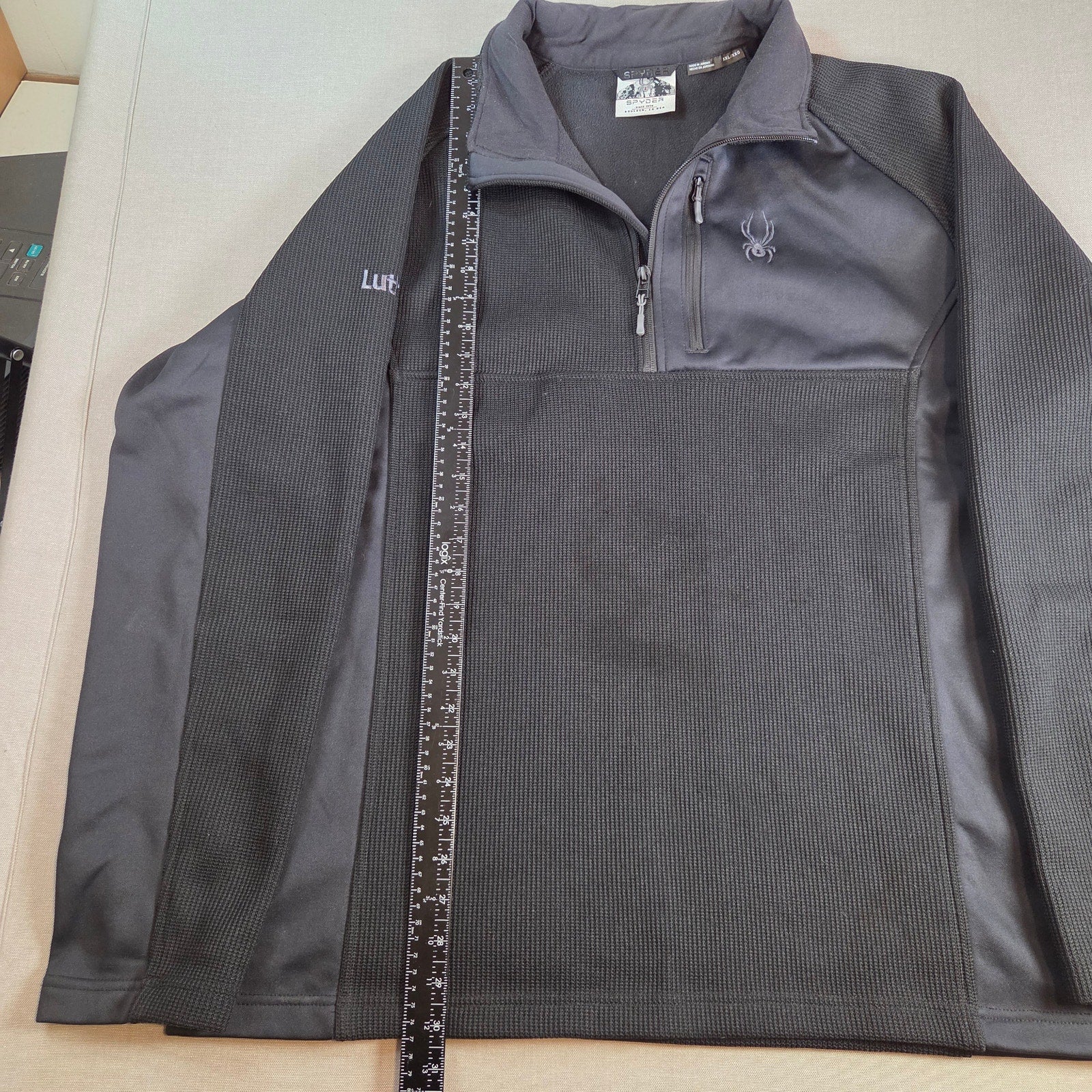 Spyder Men’s XXL Quarter Zip Pullover Black Gray Fleece 229517 Luther Logo
