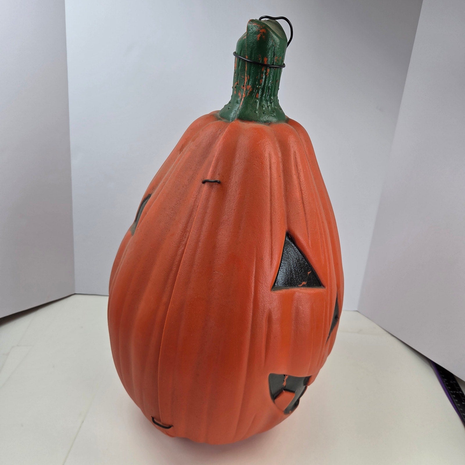 Vintage 22" Blow Mold Jack O Lantern Pumpkin 2 Piece Halloween Unmarked