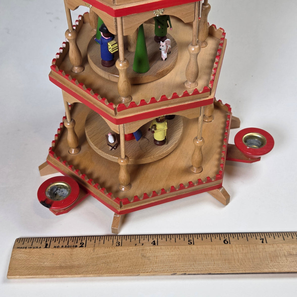 Vintage Erzgebirge Wood Christmas Pyramid Nativity GDR Germany 4 Tier