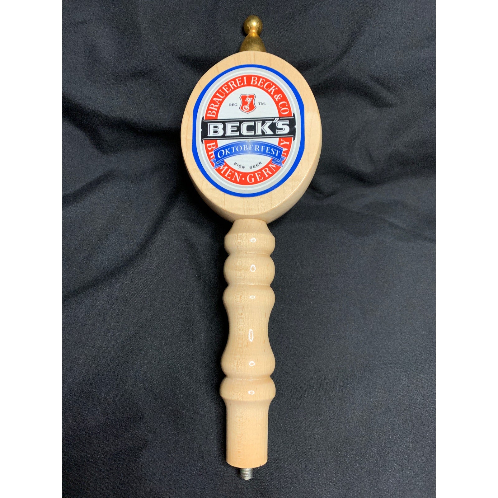 Beck's Oktoberfest Beer Tap Handle Wood Brass 12 Inch German Bar Keg Pull