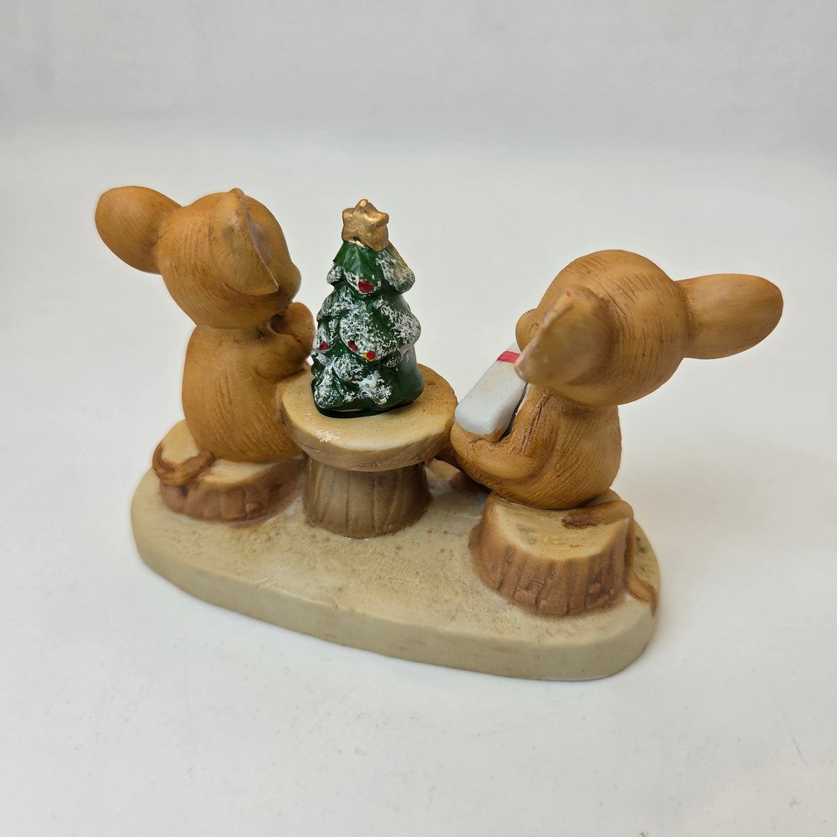 Enesco Night Before Christmas Mice Figurine Tree Taiwan Holiday Decor 3"