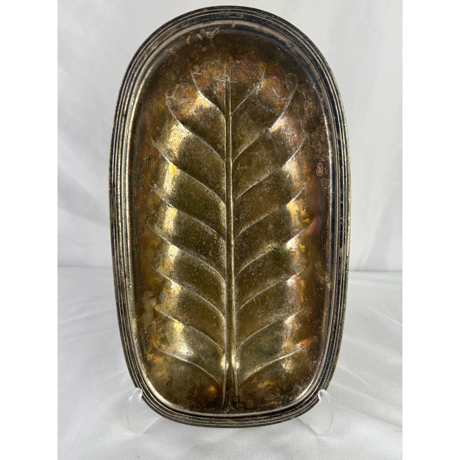 Vintage Hilton Hotel Silverplate Leaf Tray International Silver Co