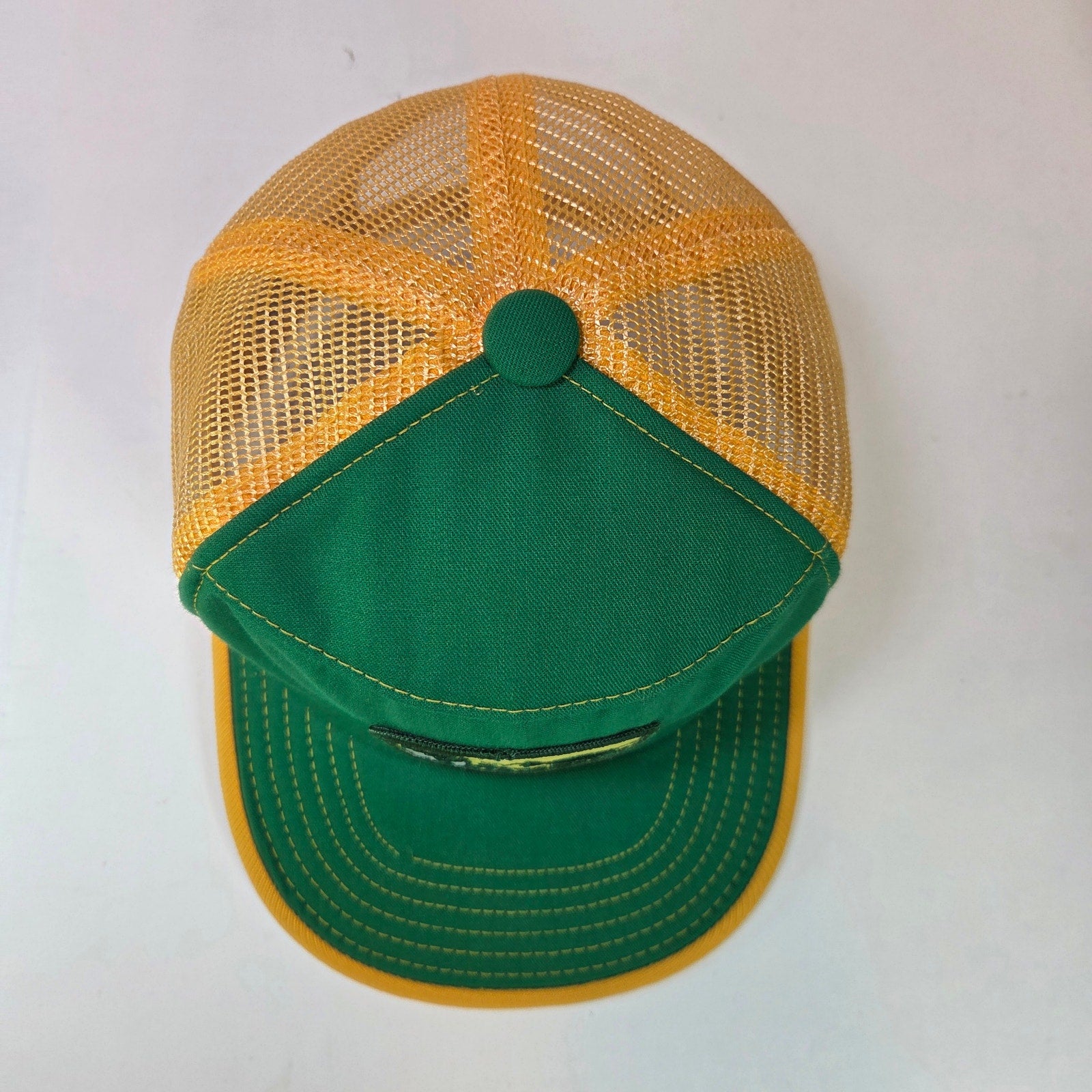 Vintage Johnson Reels Trucker Hat Green Yellow Kap King USA Snapback Foam Rot