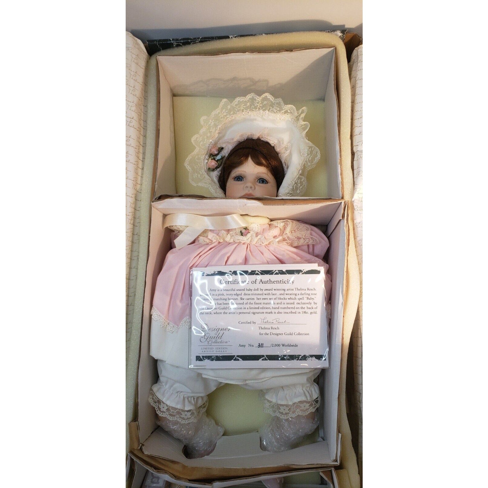 Amy Porcelain Baby Doll by Thelma Resch Designer Guild LE #311/2000 w/ COA