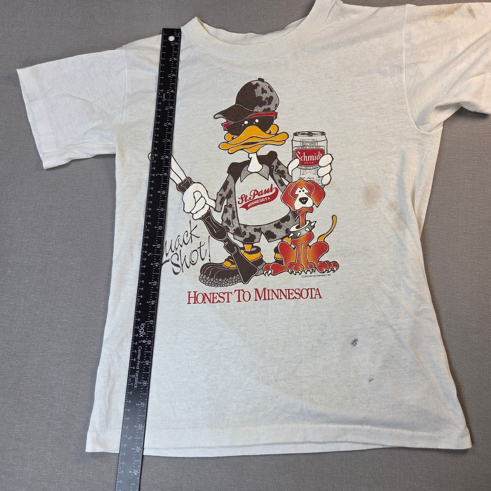 Schmidt Beer Quack Shot Honest To Minnesota Vintage USA Single Stitch Tee S