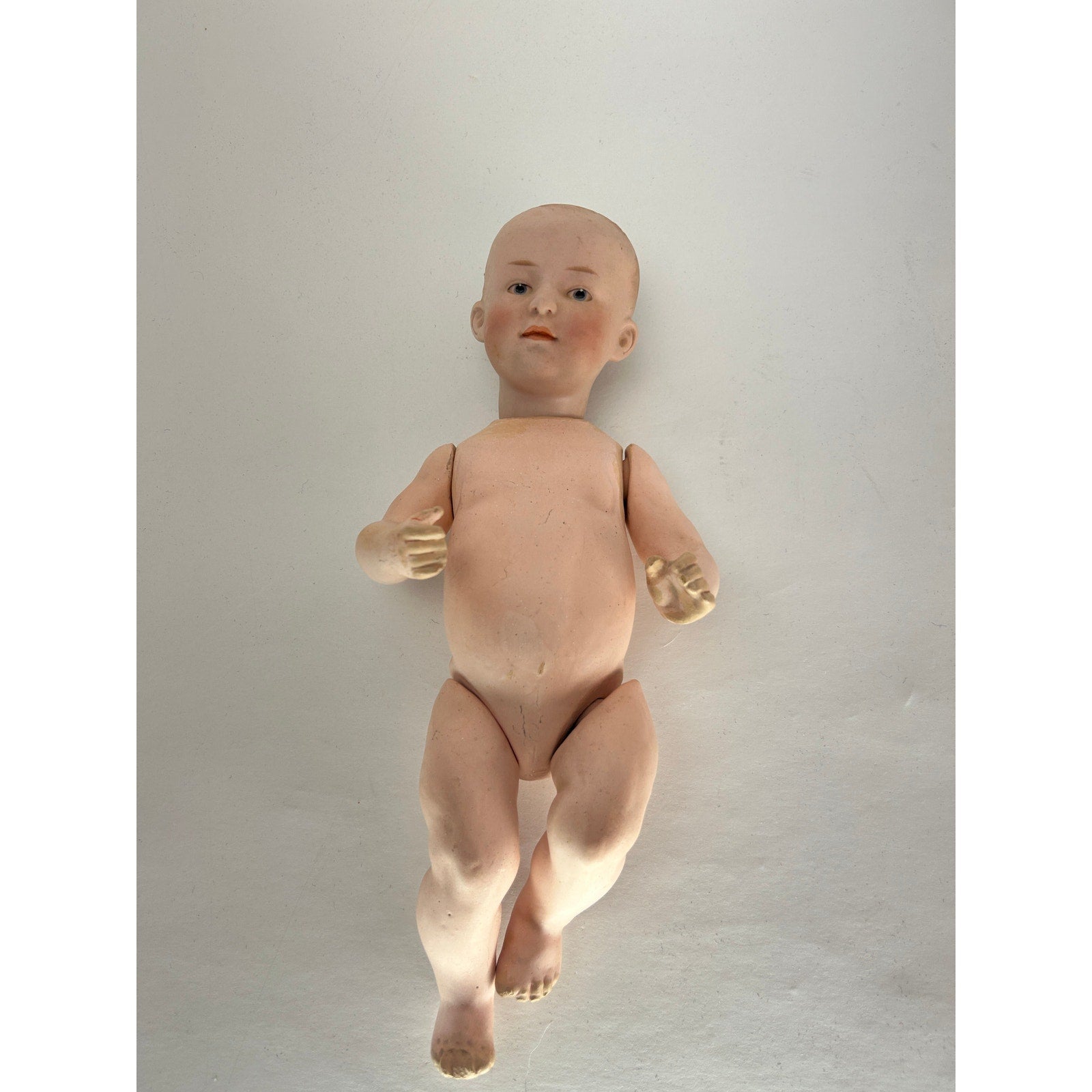 Antique Gebruder Heubach 12" Baby Boy Doll – With Bisque Head & Composition Body