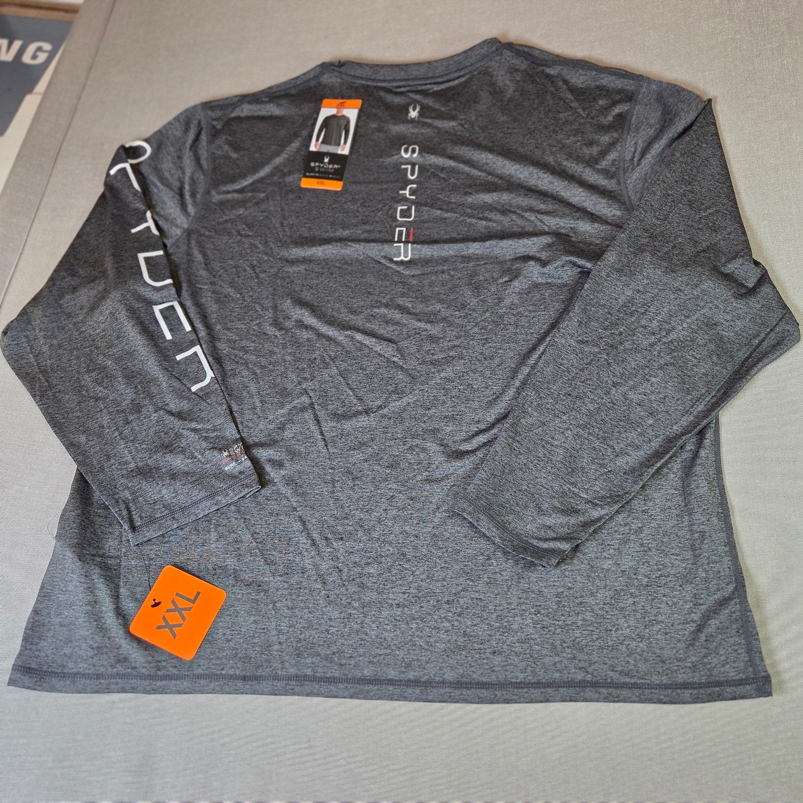 Spyder Swim Rash Guard Shirt Mens XXL Long Sleeve UPF 50+ Black Heather