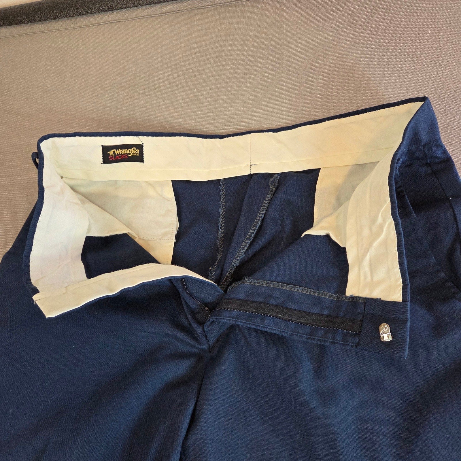 Vintage Wrangler Slacks Men’s 36x27 Made in USA Poly Blend Trousers 70s 80s