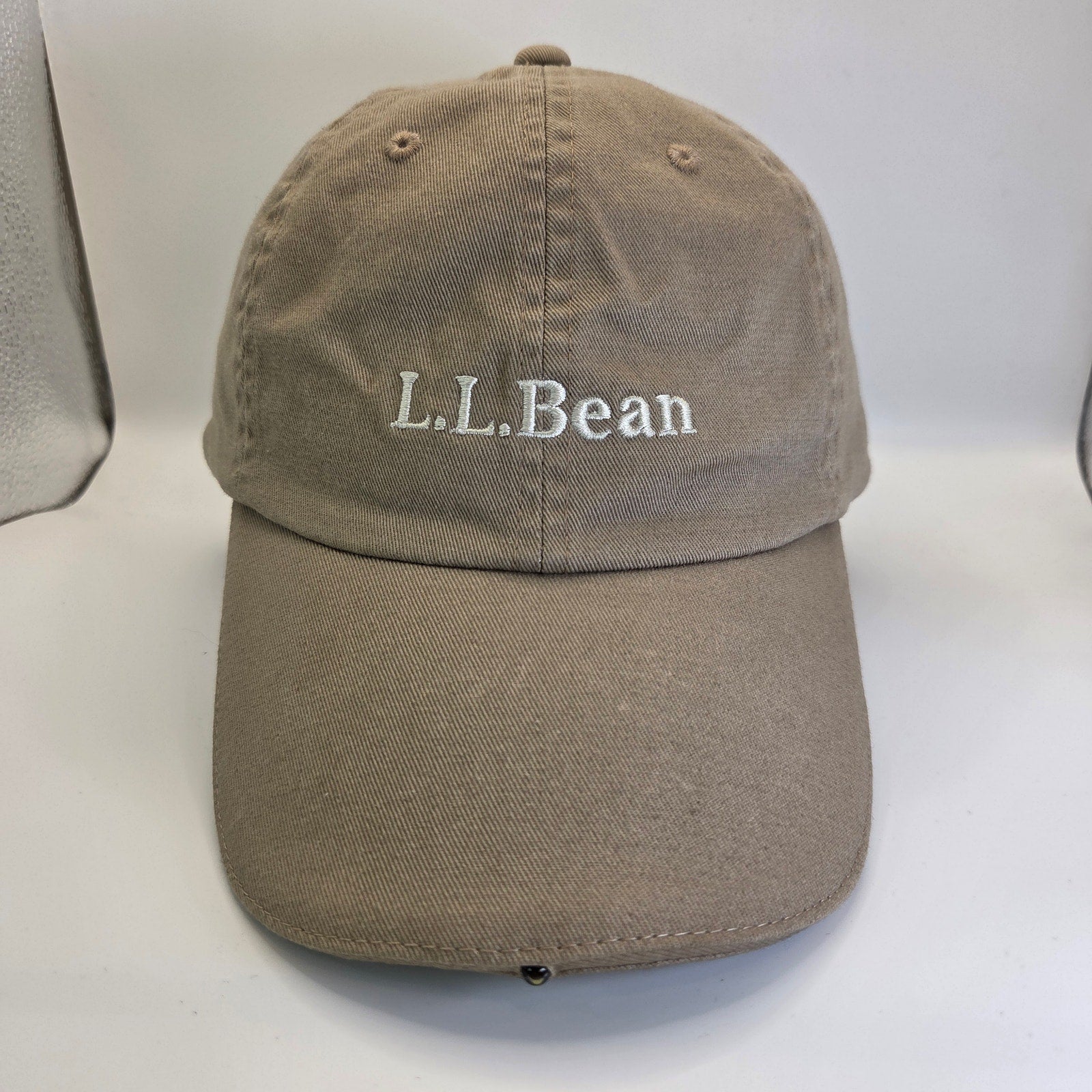 L.L. Bean Khaki LED Lighted Hat Hands-Free Cap Outdoor Fishing Hiking