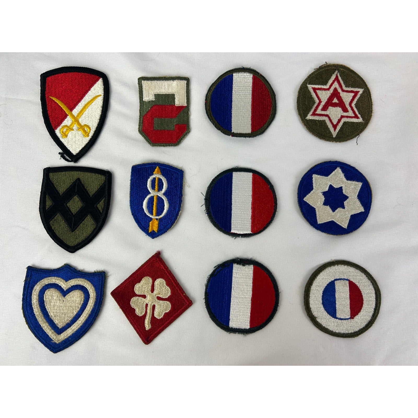 Vintage Military Patch Lot 15pc WWII Army Division Allied Insignia 12 Pieces