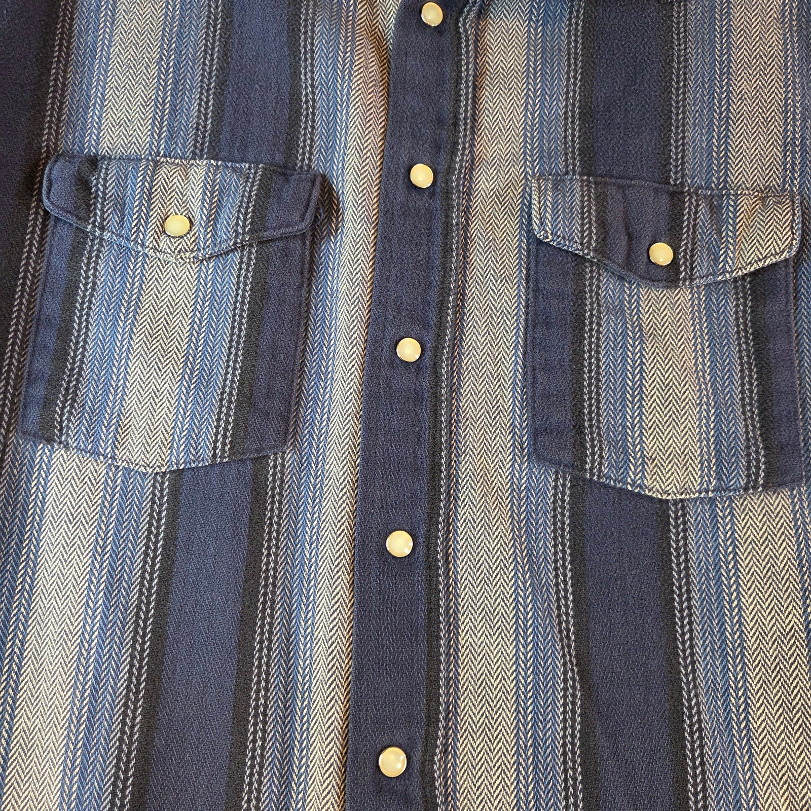 Dakota Tallman Western Pearl Snap Shirt XL Blue Stripe