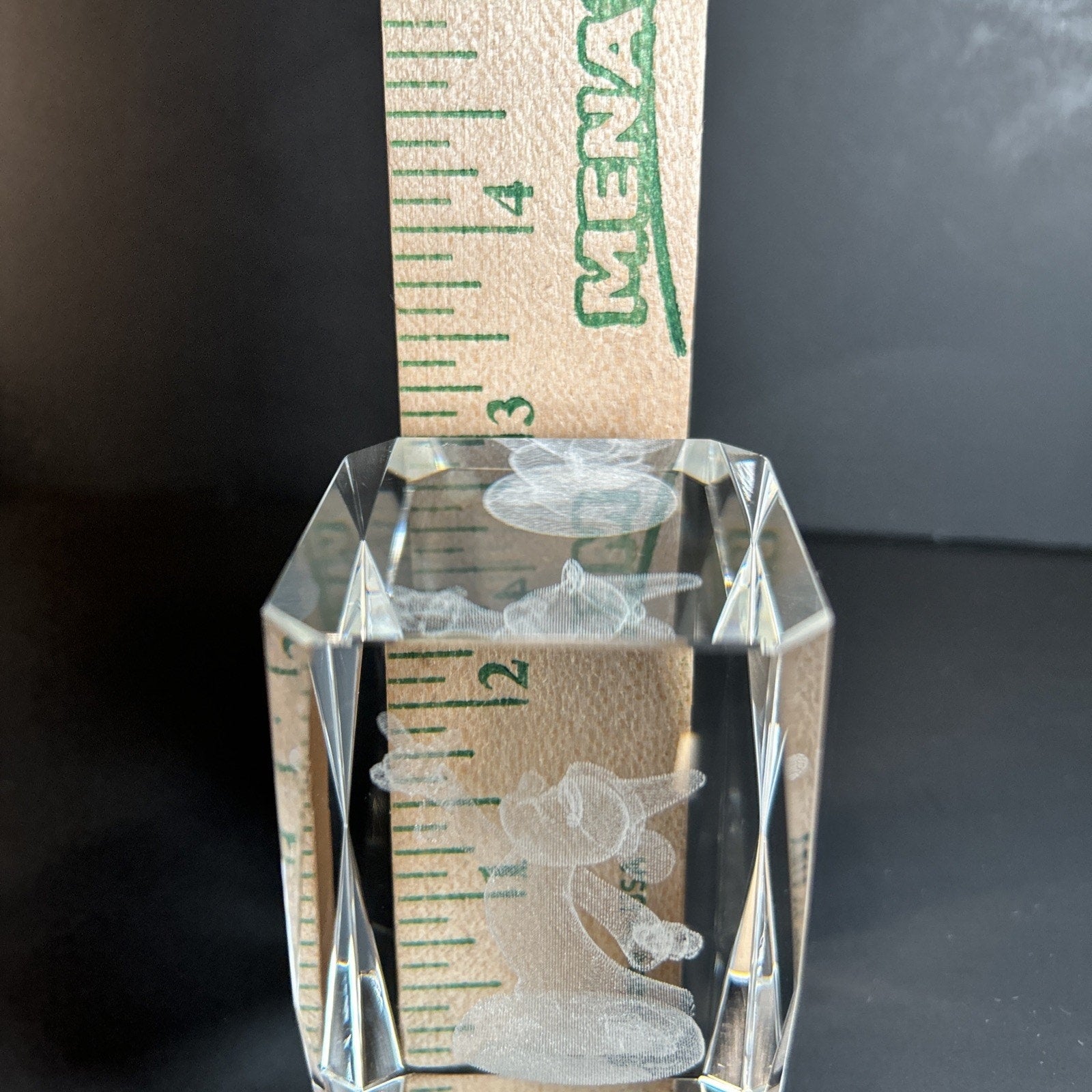 Wizard Mickey Mouse 3d Etched Disney Crystal Glass 3"x2" Paper Weight