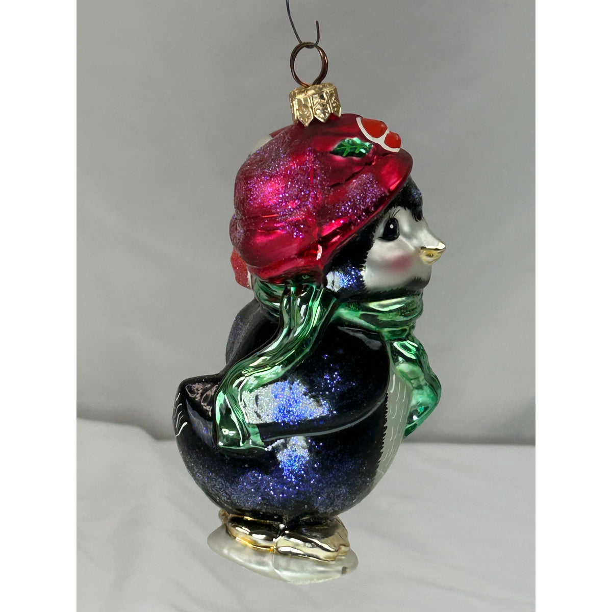 Christopher Radko Peppermint Penny Penguin 1999 99-047-0 Glass Ornament 5"