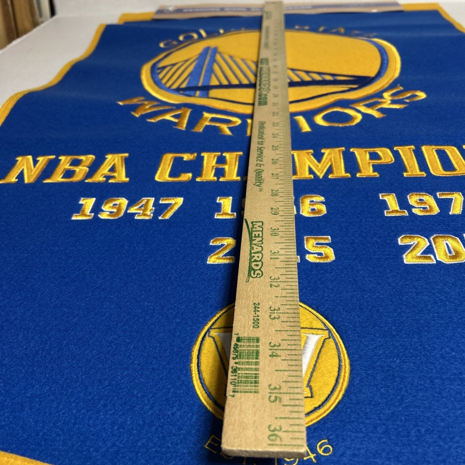 Golden State Warriors Wool Blend NBA Champions Banner, 24" x 36"