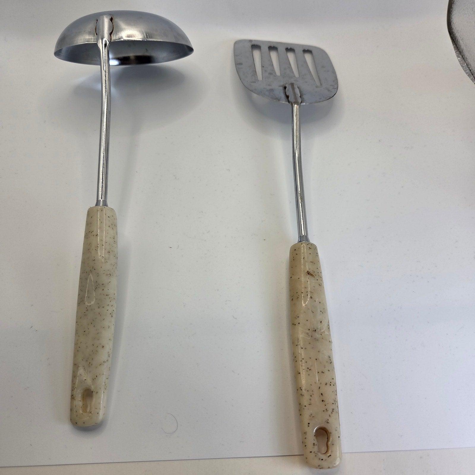 Vintage 1950s Ekco Chief Chrome Ladle & Slotted Spatula Utensils Set Made in USA