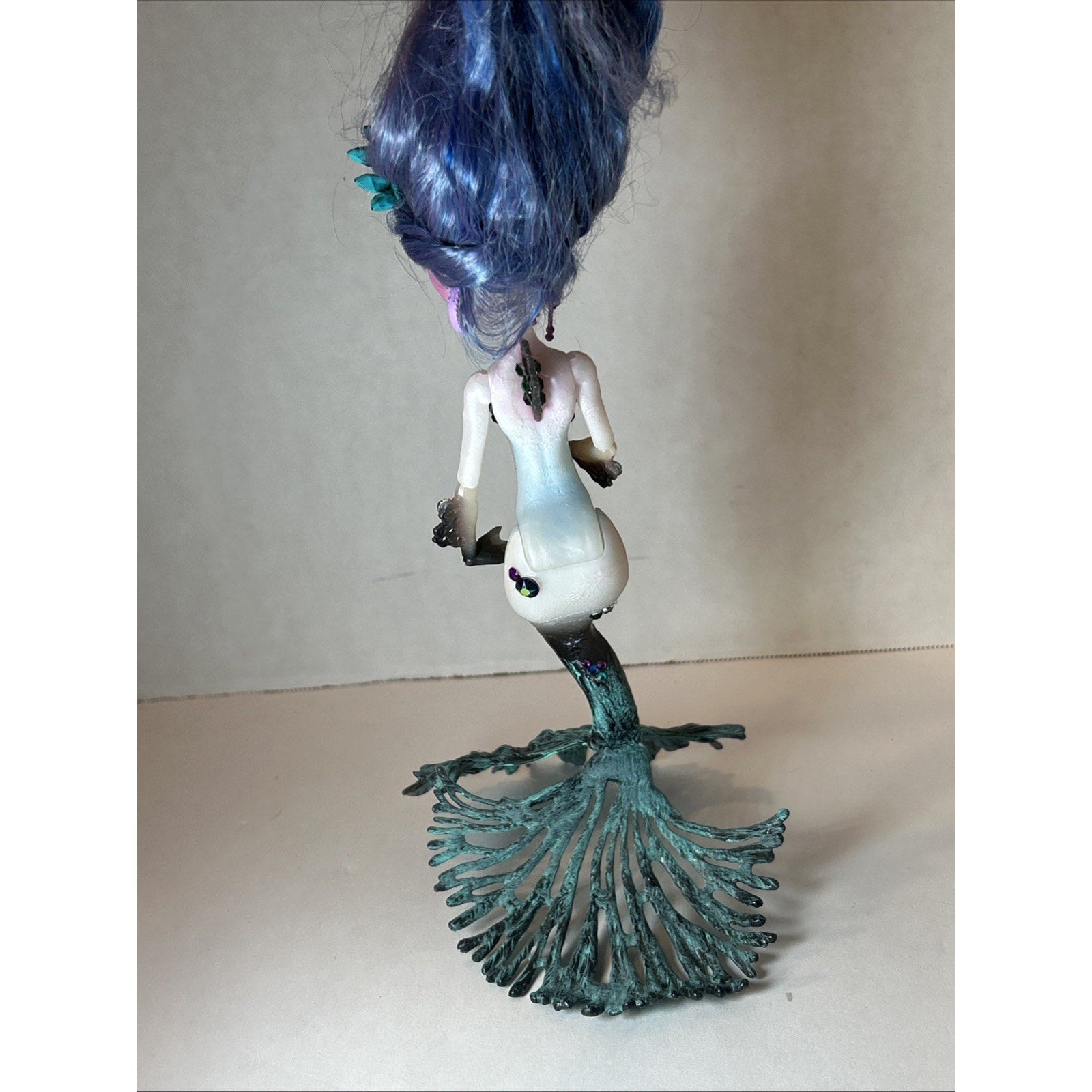 OOAK Repaint Monster High Mermaid Doll BJD Queen of the Seas Long Blue Hair 11”