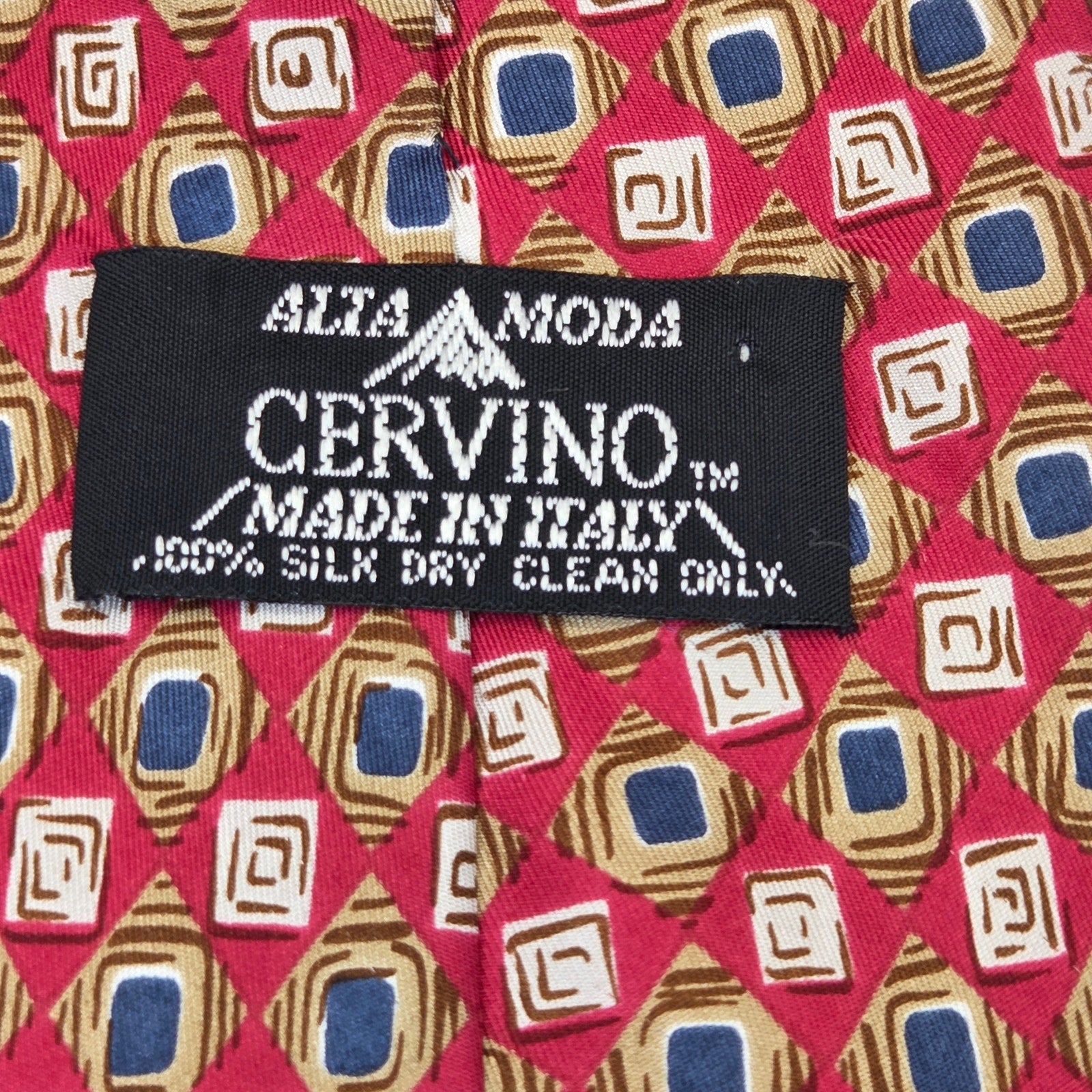 Alta Moda Cervino Italy Silk Geometric Necktie Wide Vintage Mens Tie Vintage