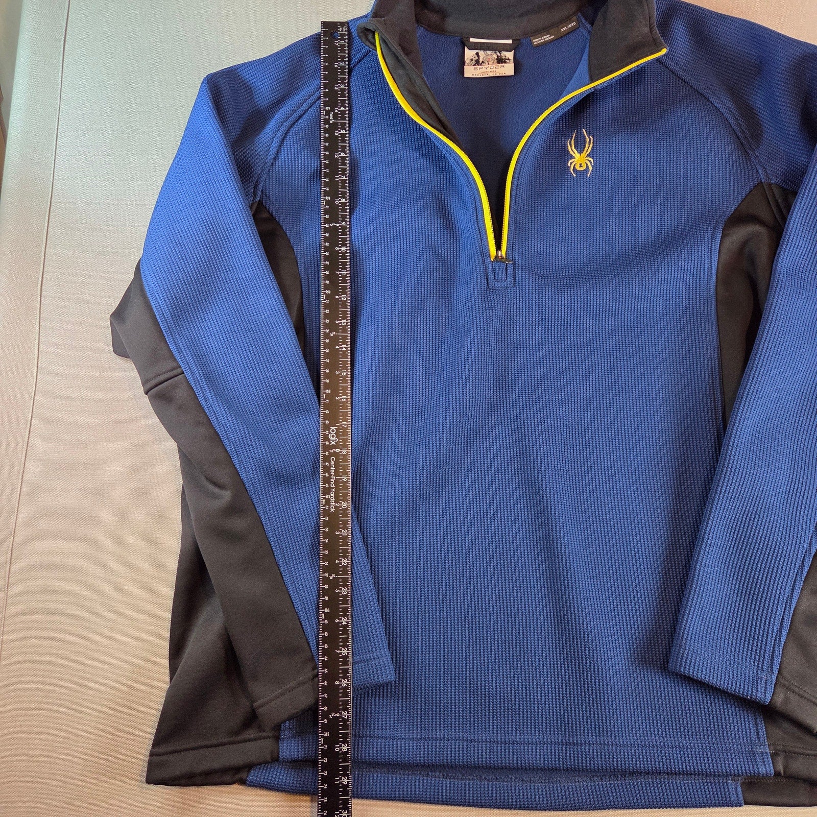 Spyder Men’s XXL 1/4 Zip Pullover Blue Black Yellow Performance Fleece