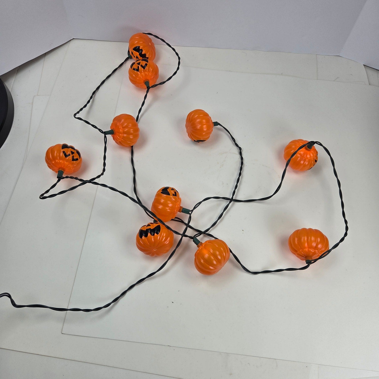 Vintage Halloween Jack O Lantern Pumpkin String Lights 10 Light Tested Working