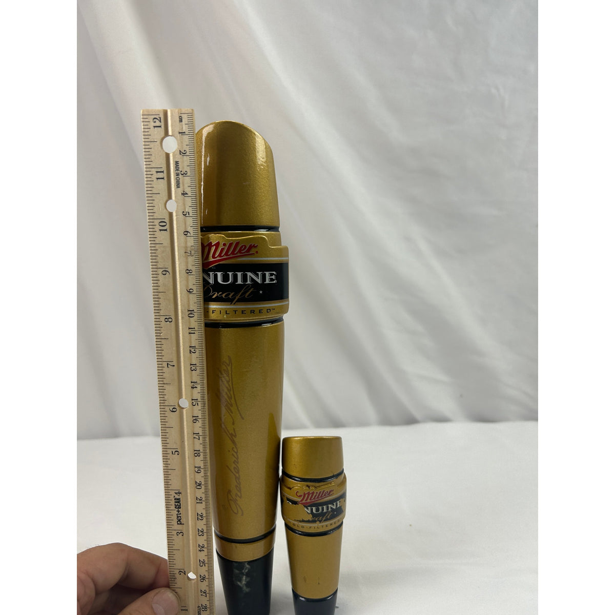 Miller Genuine Draft MGD Gold Black Beer Tap Handle Lot Large 12 Inch & Mini