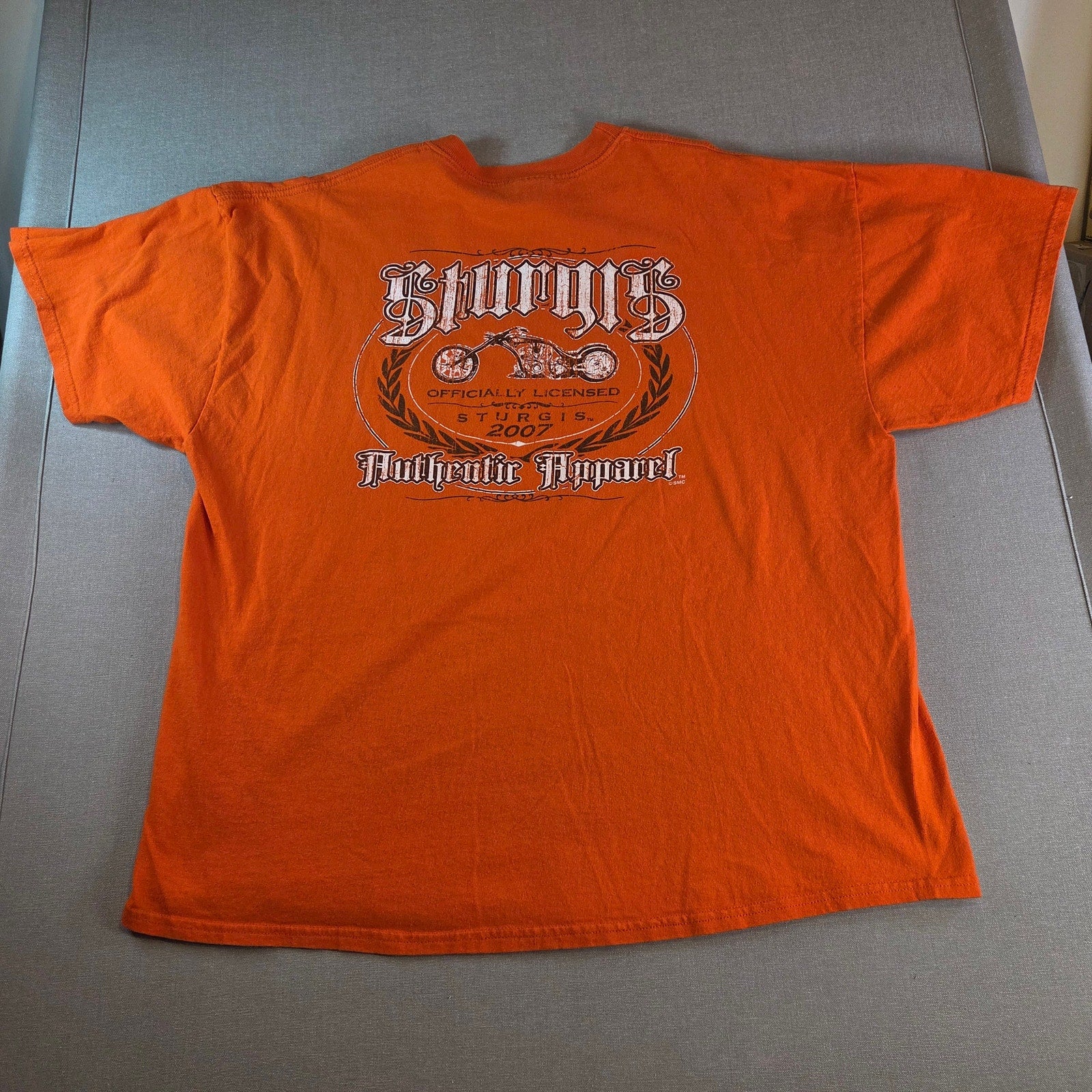 2007 Sturgis Motorcycle Rally Jerzees T-Shirt 2XL Vintage Orange Biker