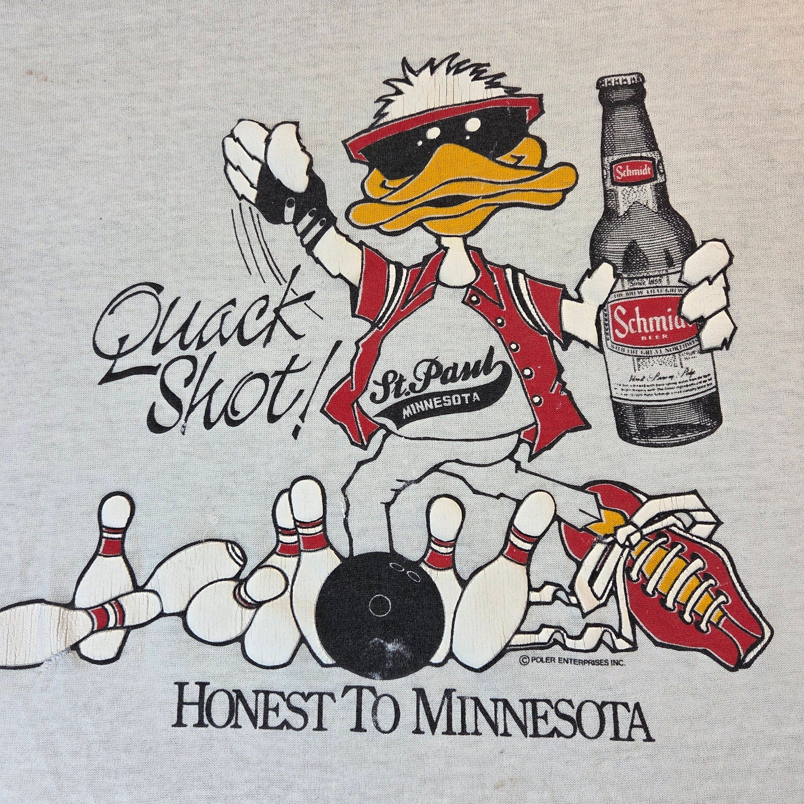 Schmidt Beer Quack Shot Honest To Minnesota Vintage USA Single Stitch T Shirt