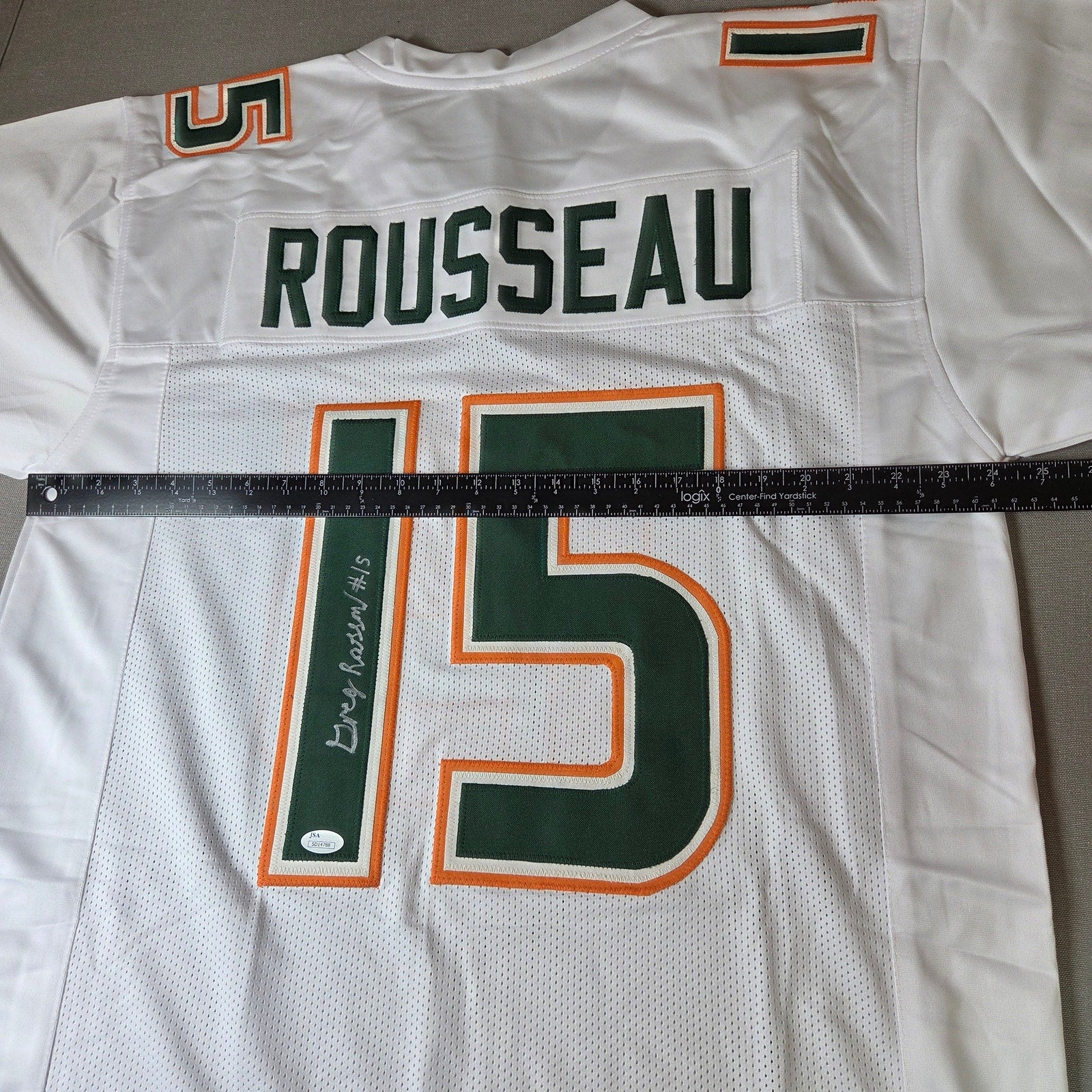 Greg Rousseau Signed Miami Hurricanes Custom Jersey JSA COA Auto #15