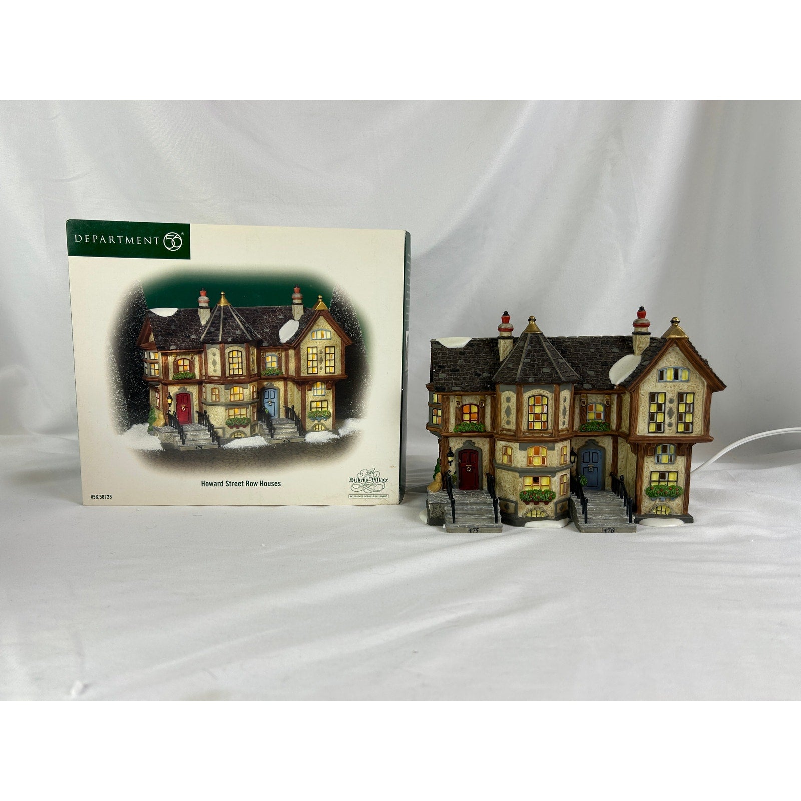 Department 56 Howard Street Row Houses Dickens Village 2004 Lighted Box