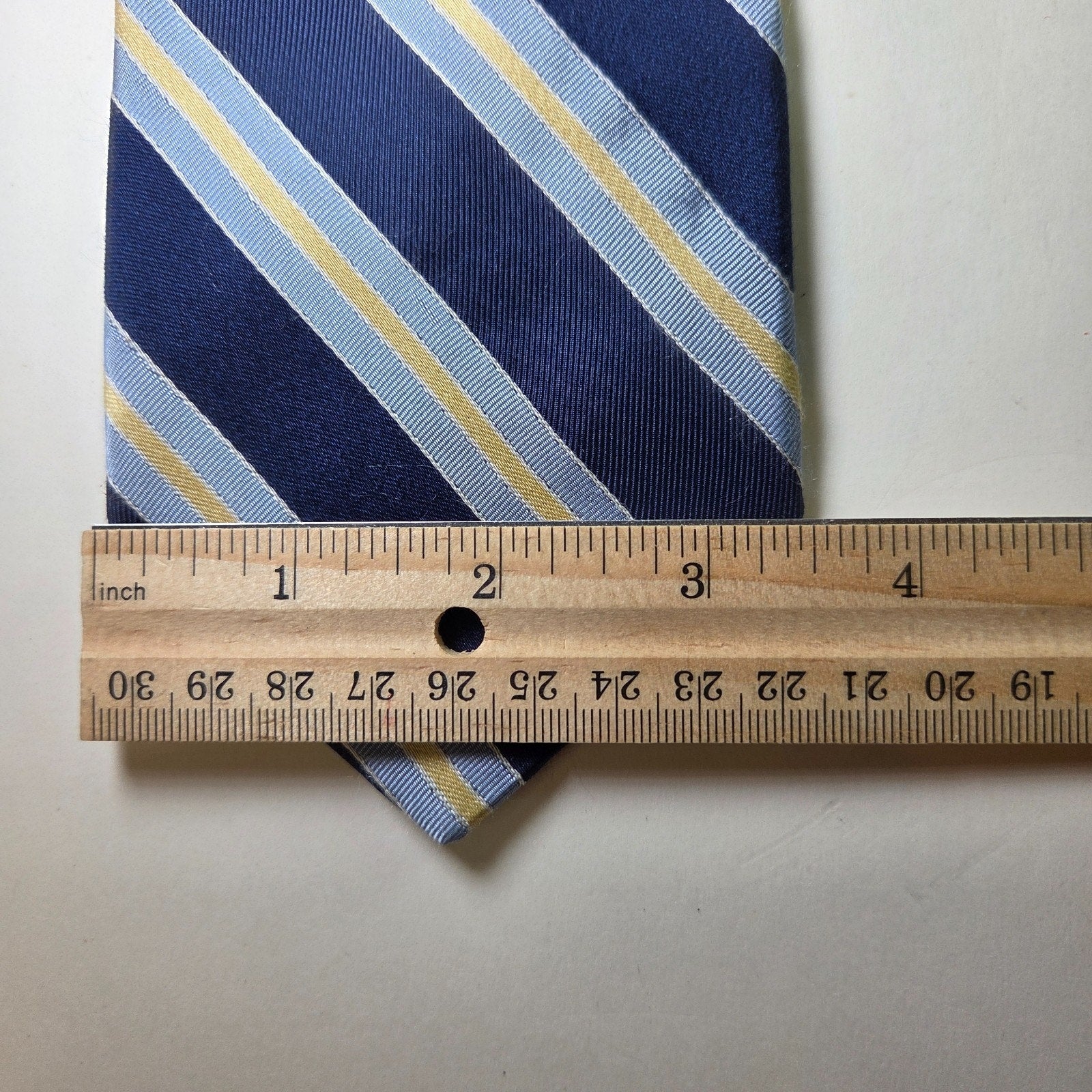 Tommy Hilfiger Repp Tie Navy Yellow Blue Stripe Silk Made in USA