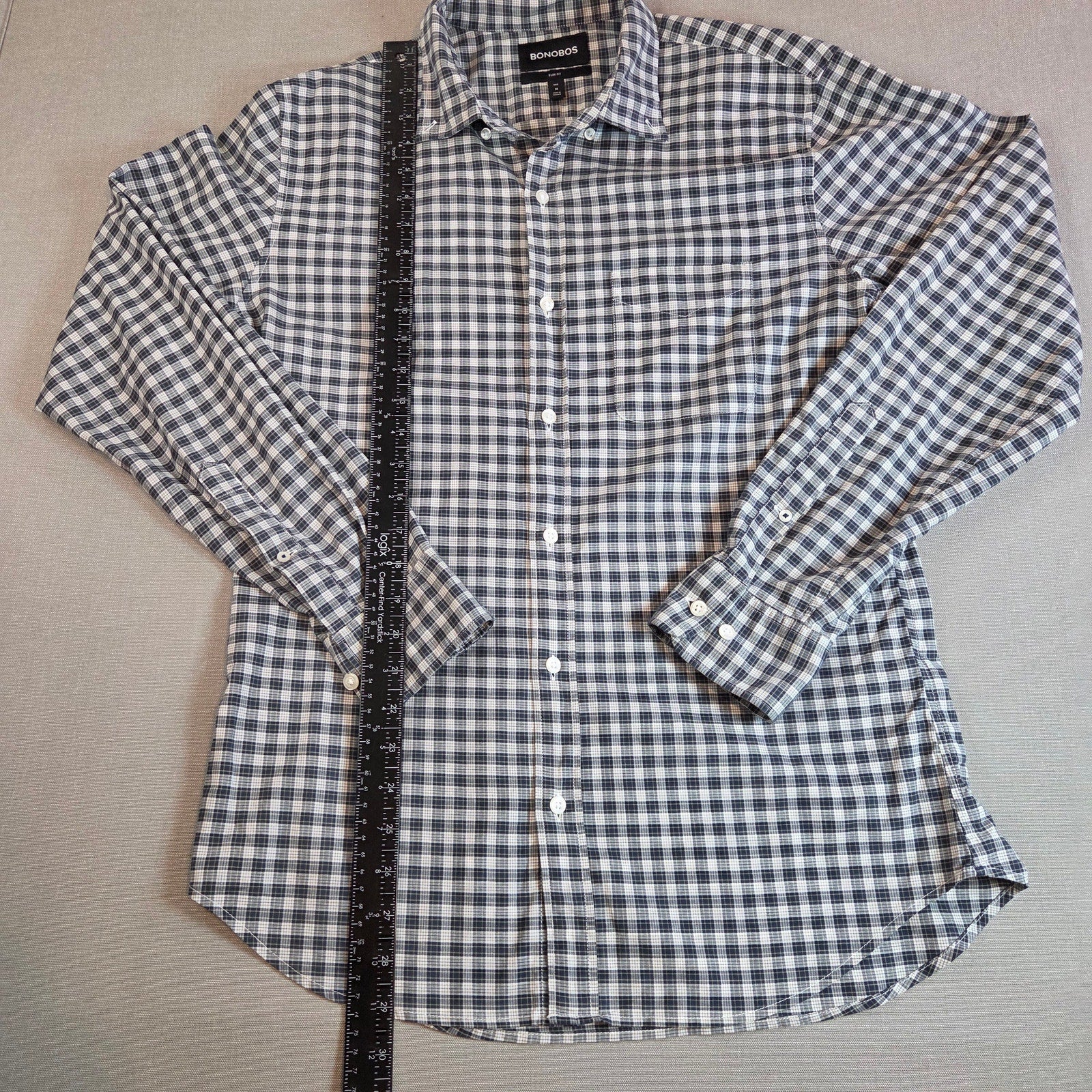 Bonobos Slim Fit Gingham Plaid Button Down Shirt Mens M Stretch Cotton