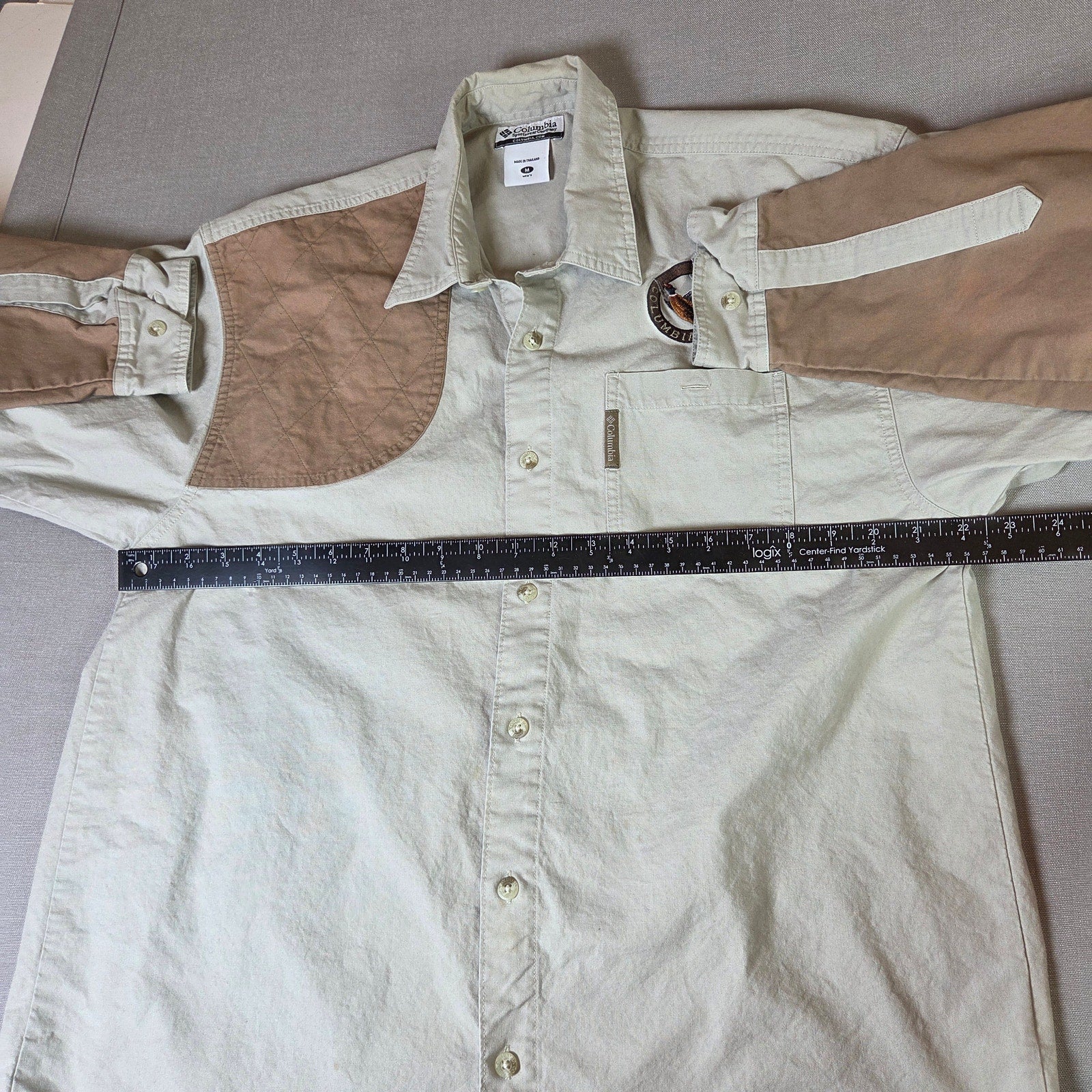 Columbia Hunting Field Shirt Mens Medium Dog Gun Club Cotton Button Down