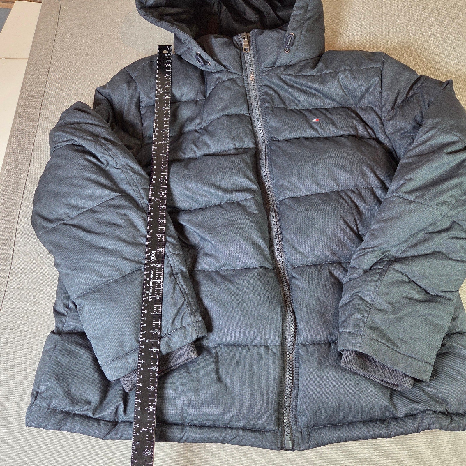 Tommy Hilfiger Men's XXL Hooded Puffer Winter Coat Jacket Gray