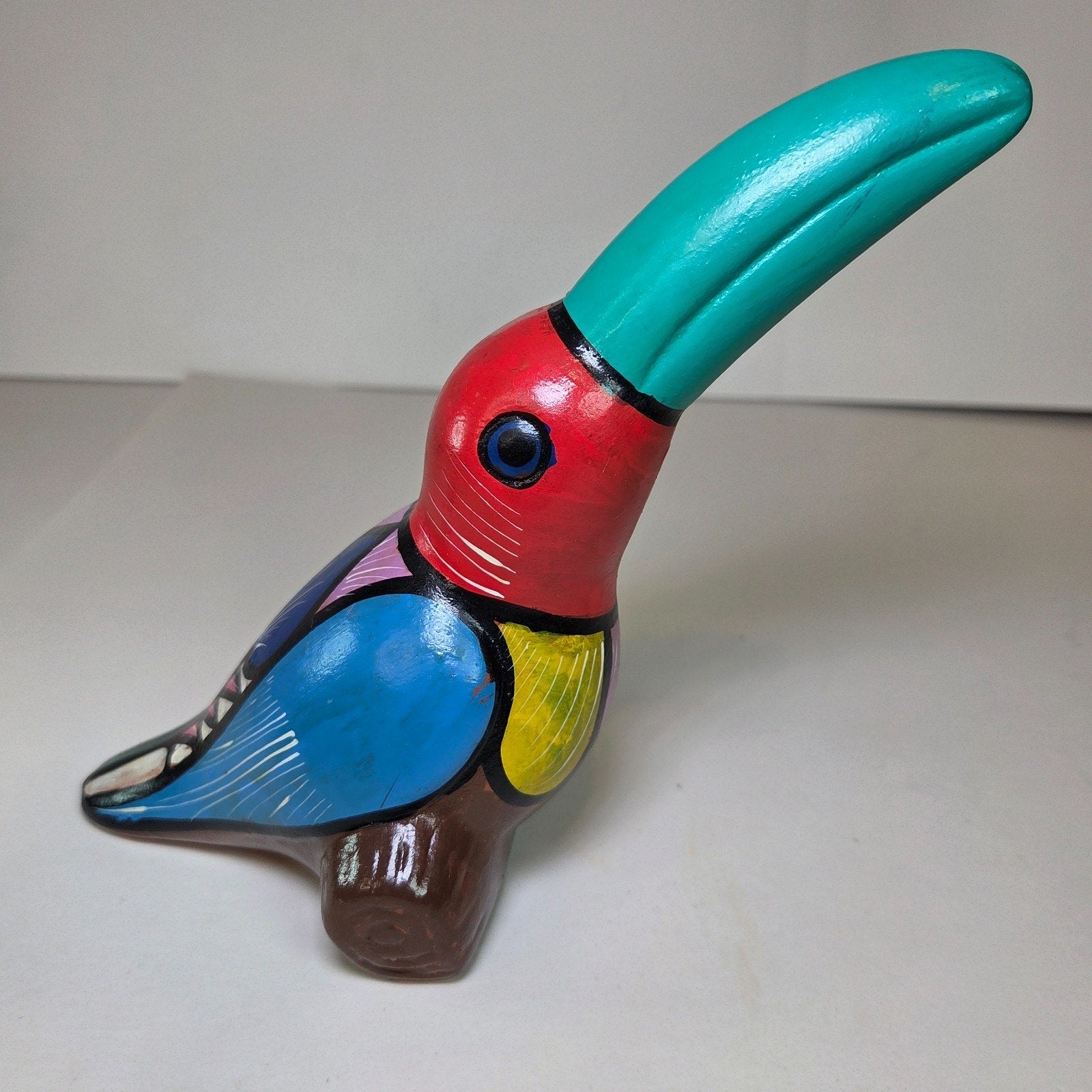Hand-Painted Mexican Talavera Toucan Bird Figurine Ceramic Folk Art 6.25"