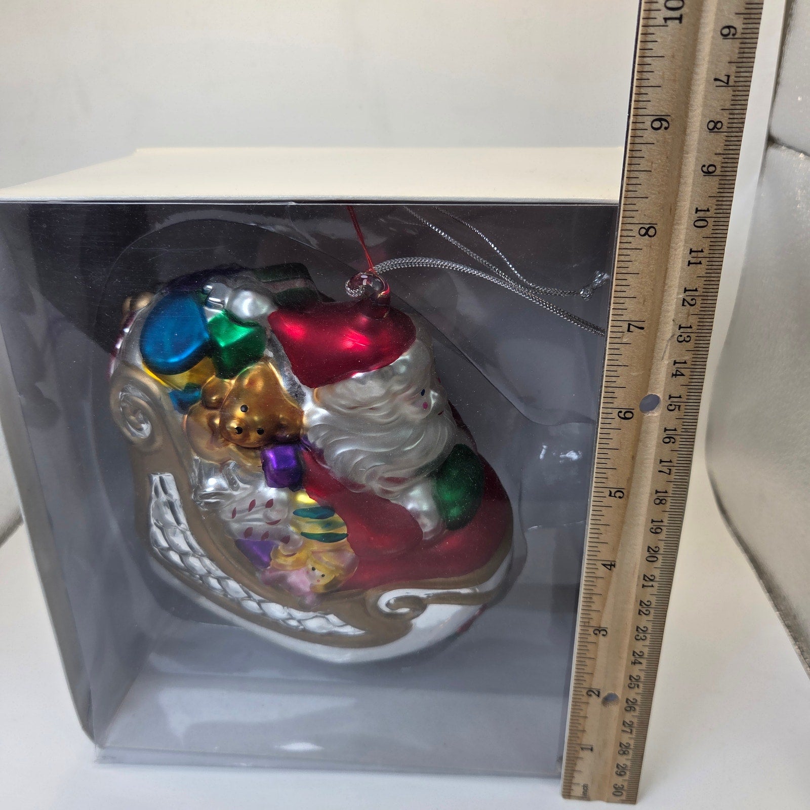 Dept 56 Mercury Glass Santa in Sleigh Ornament 1996 Limited Handpainted w/Box