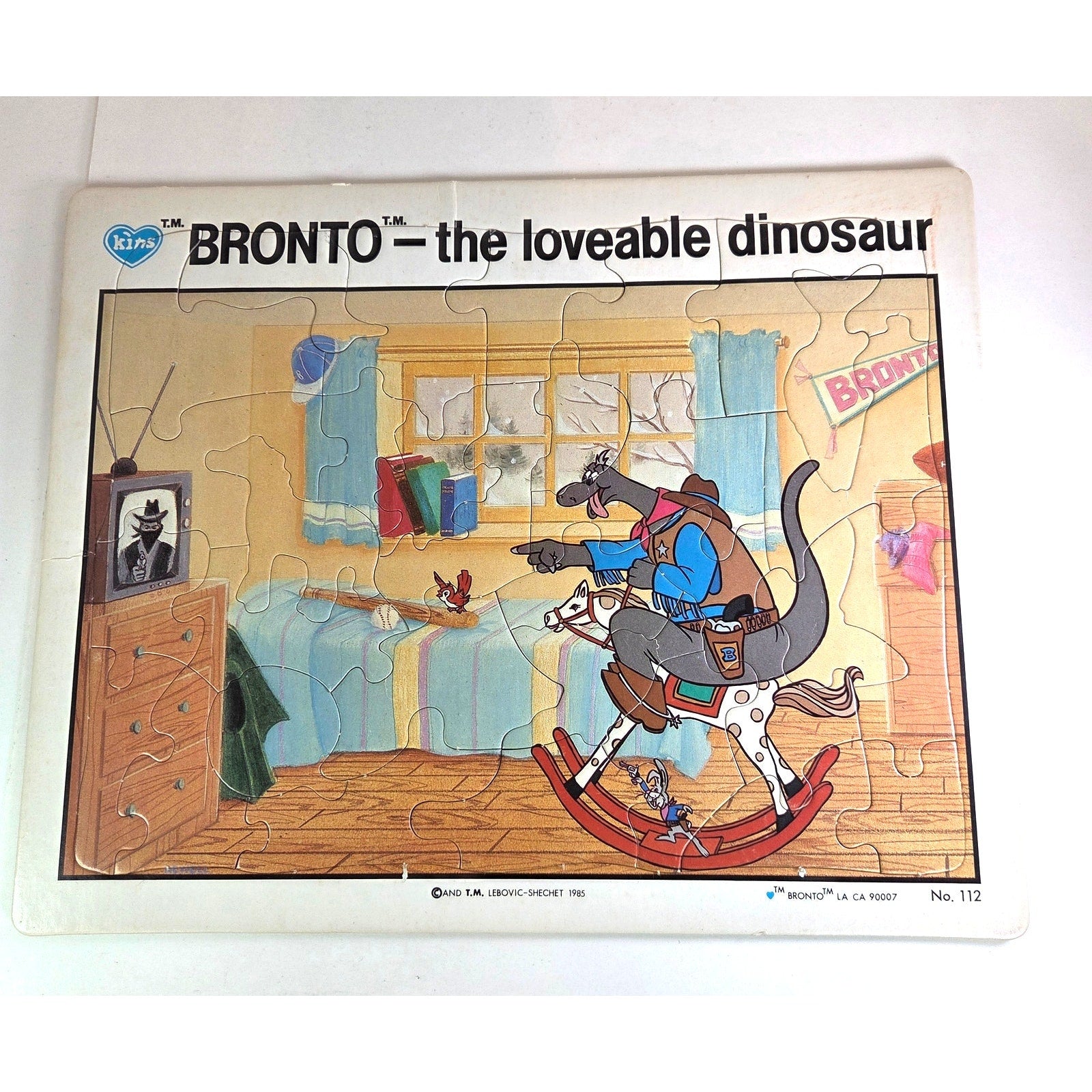 Vintage 1985 Bronto the Loveable Dinosaur Tray Puzzle No.112 Kids 15x12