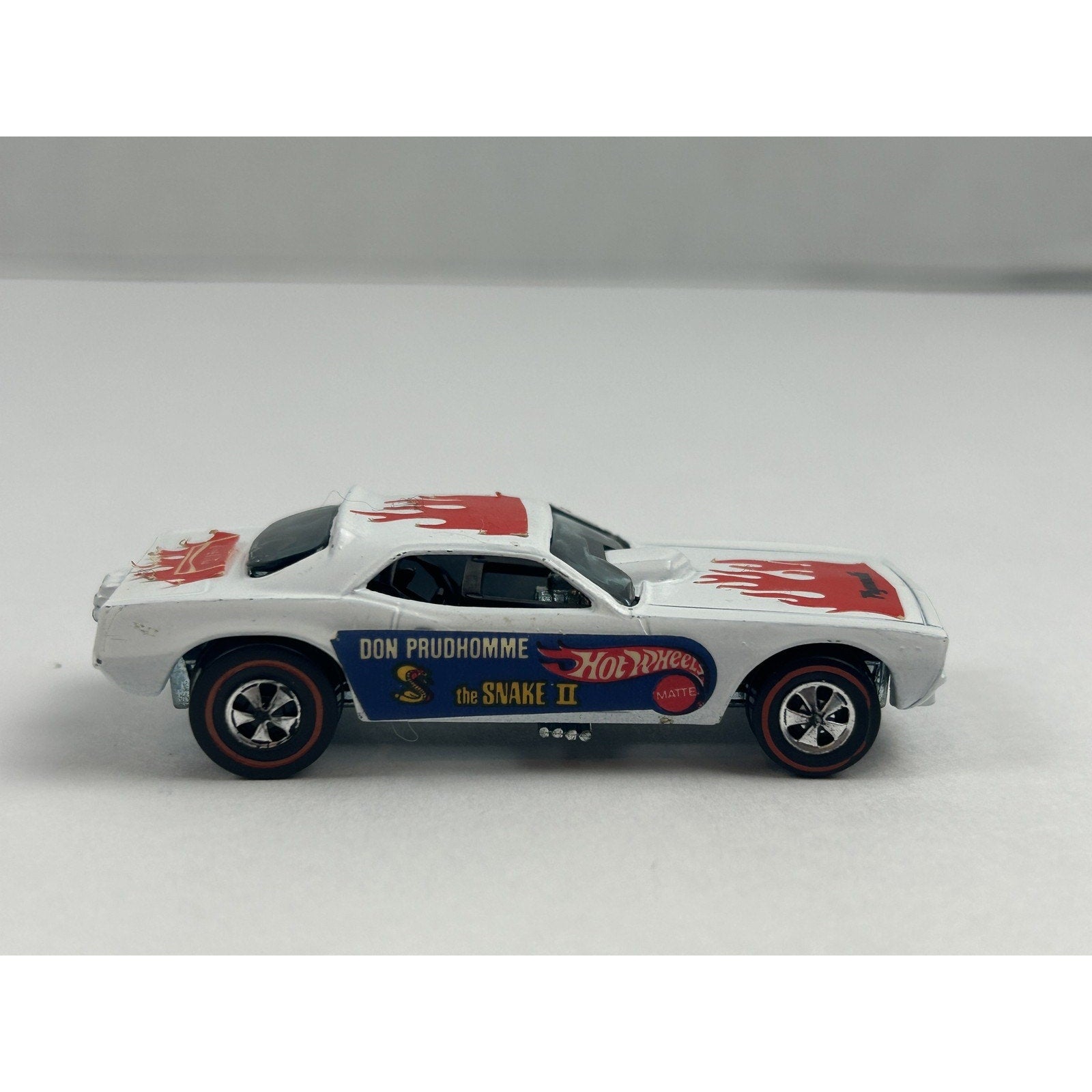 Vintage Hot Wheels Redline Snake II White Redline Car Mattel Button 1969
