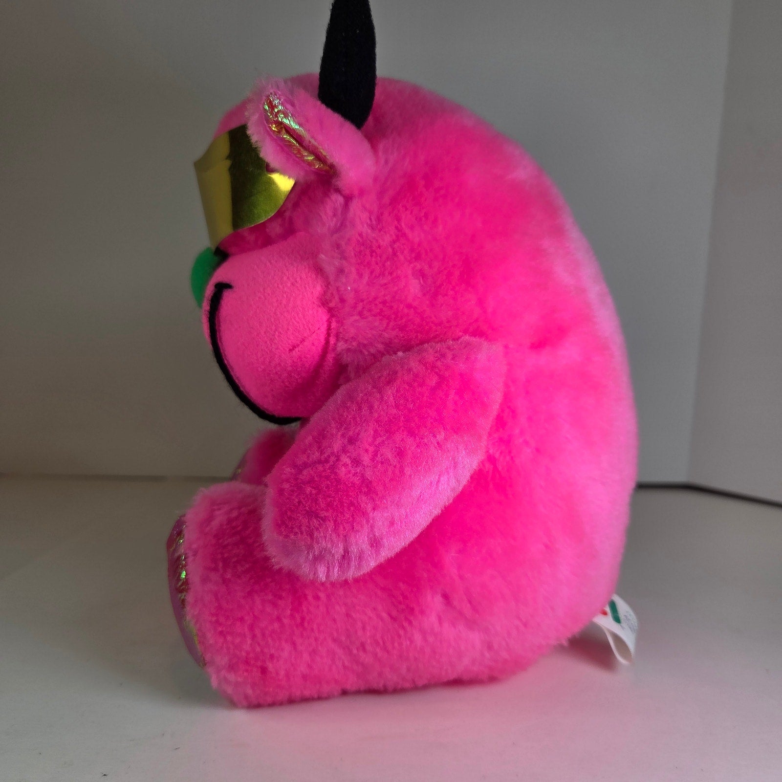 Vintage 1991 ACME Pink Devil Cool Cat Plush w/ Sunglasses 8" Neon