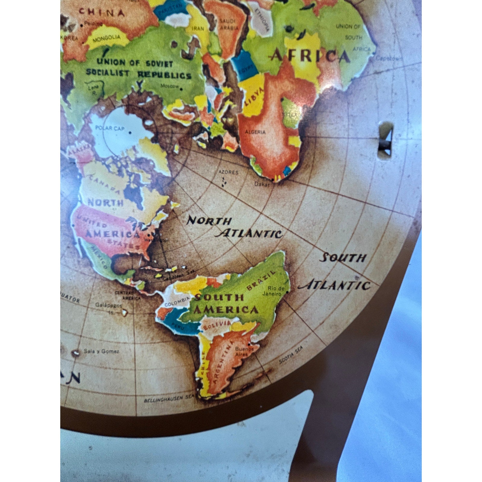 Vintage 1953 Replogle Air Age World Map North Pole News Stand Display