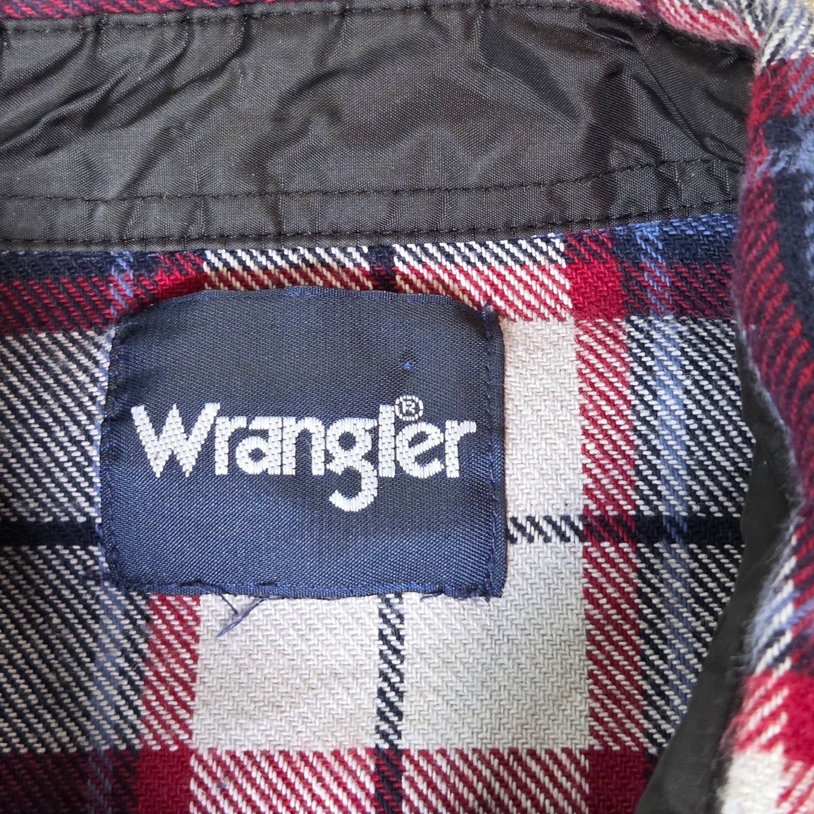 Wrangler Pearl Snap Western Plaid Long Sleeve Shirt Red Blue 22x32