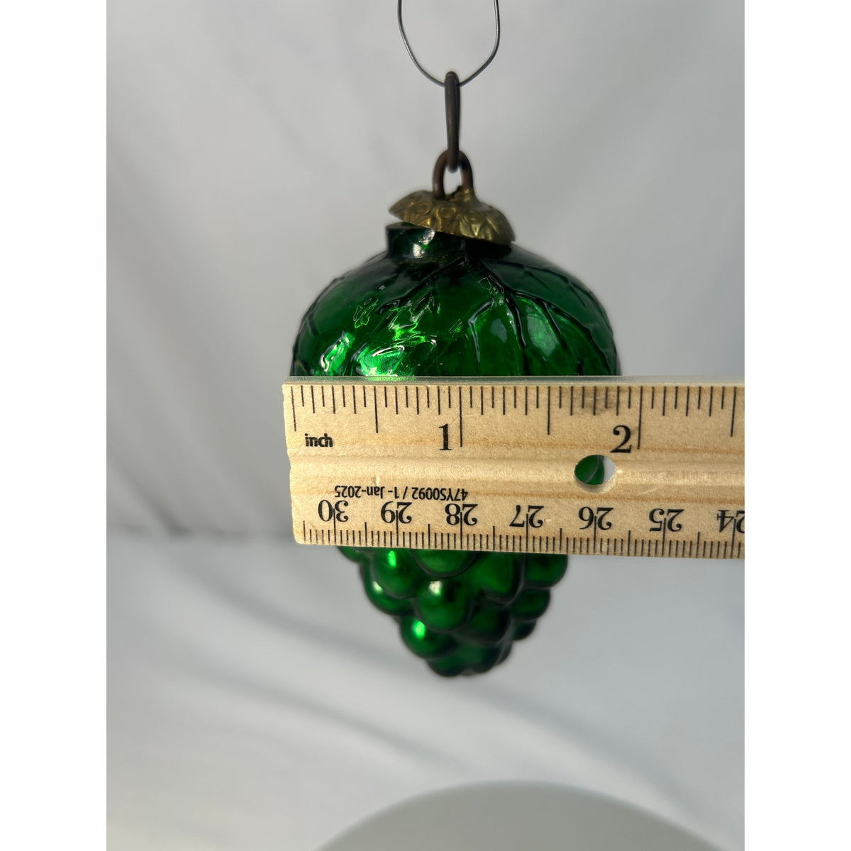 Antique 1800s German Kugel Green Grape Cluster Glass Christmas Ornament 4"