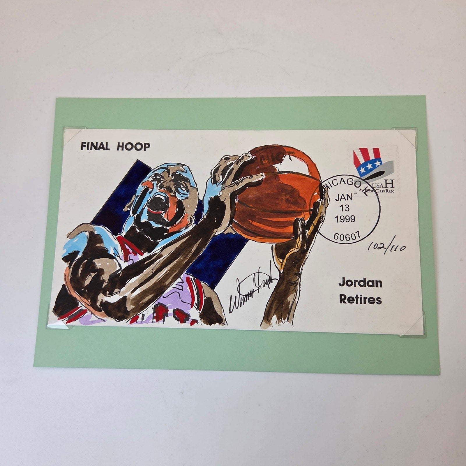 Michael Jordan Final Hoop Cachet Envelope Art 1999 Wild Horse 102/110