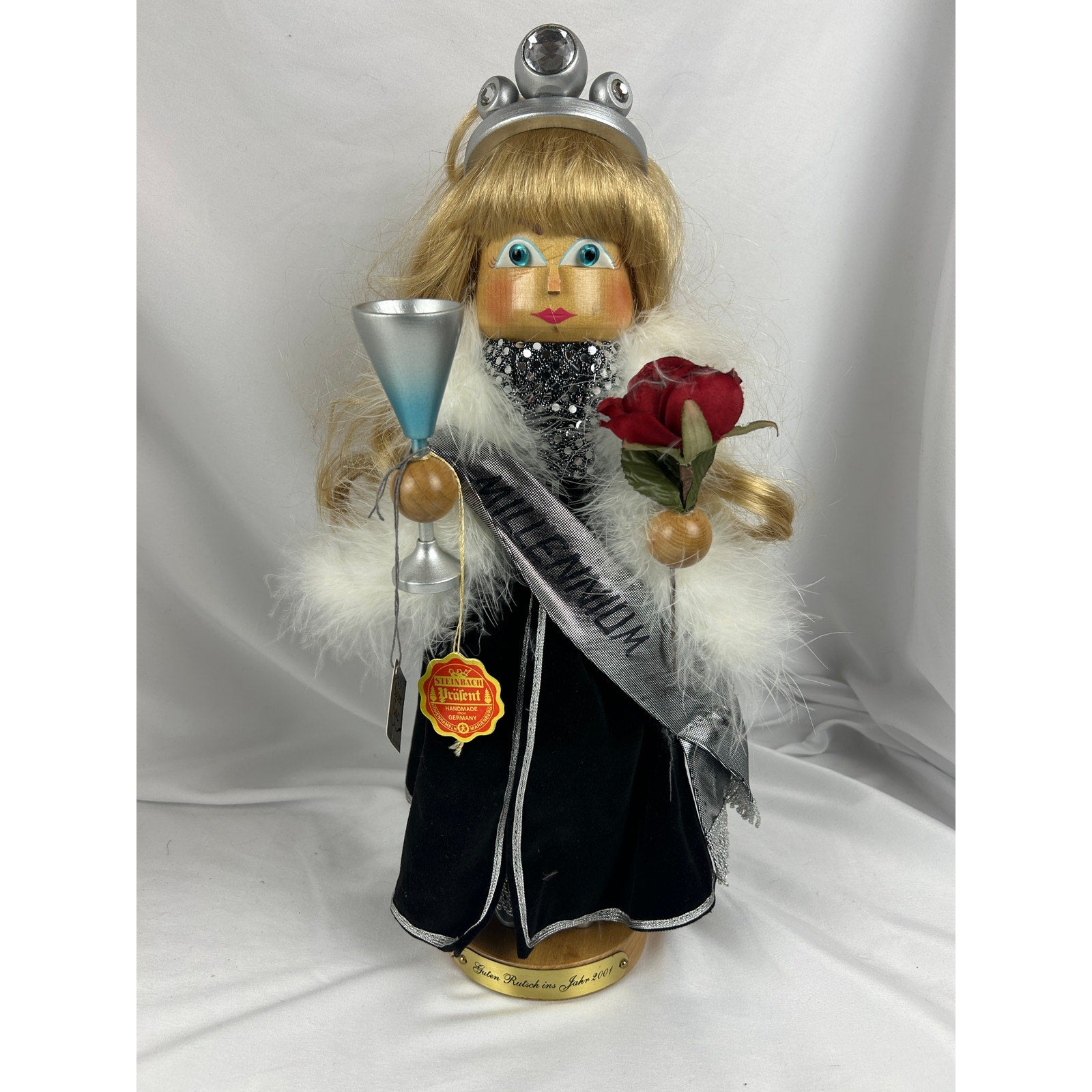 Steinbach Millennium Girl 2001 Nutcracker w Box Tags Champagne Rose Germany