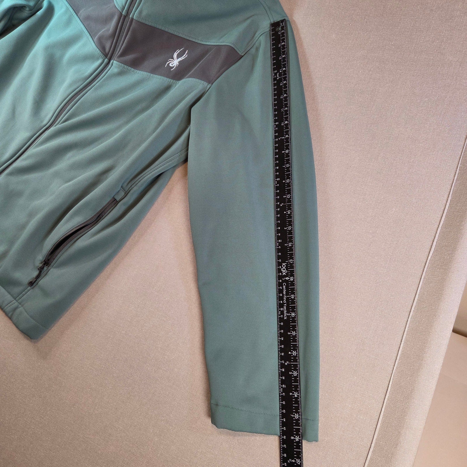Spyder Men’s XL Hooded Full Zip Jacket Green Black Polyester