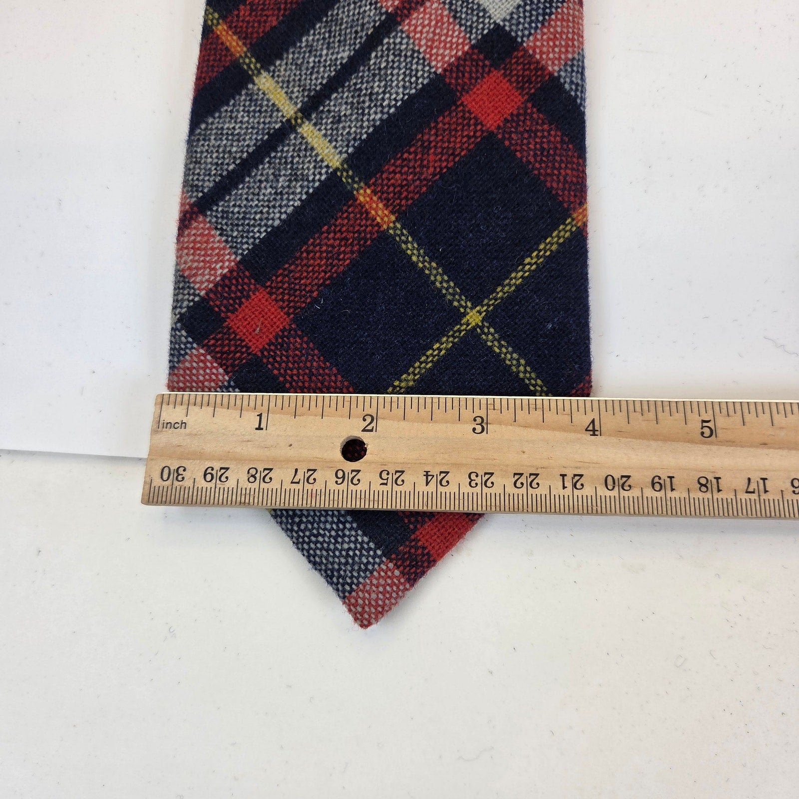 Vintage Vaux Hall Fashioned Elegance Wide Plaid Tweed Necktie 55" x 4" USA