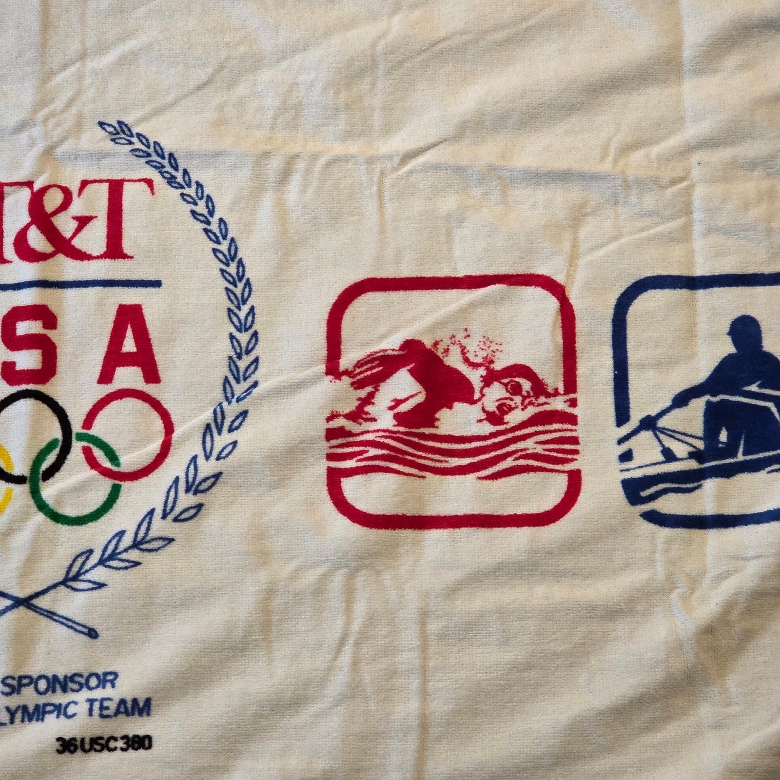 AT&T USA 1992 Olympic Games Vintage Bath Towel Hilascal Cotton