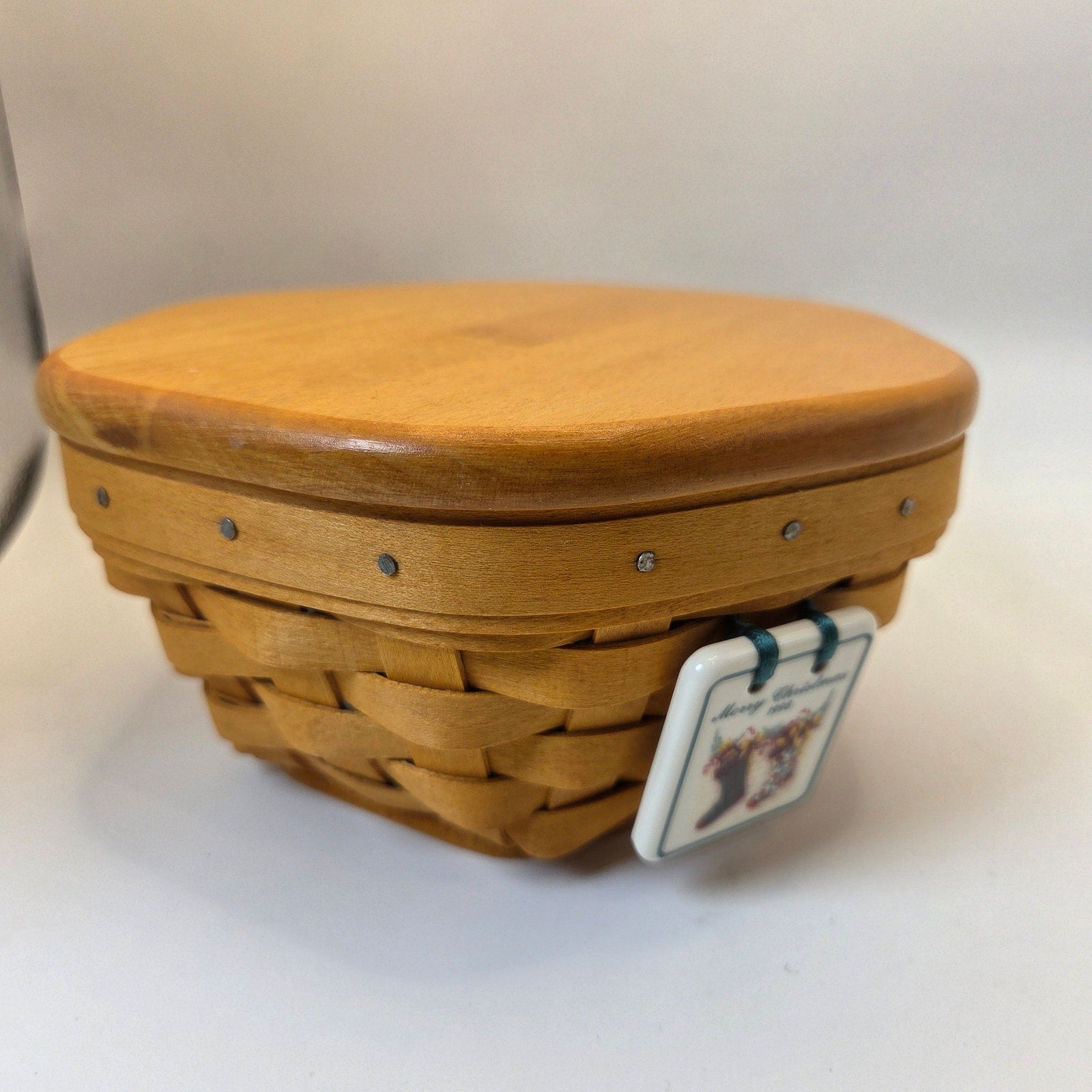Longaberger 1998 7in Generations Basket 13757 Lid Protector Tie-On USA