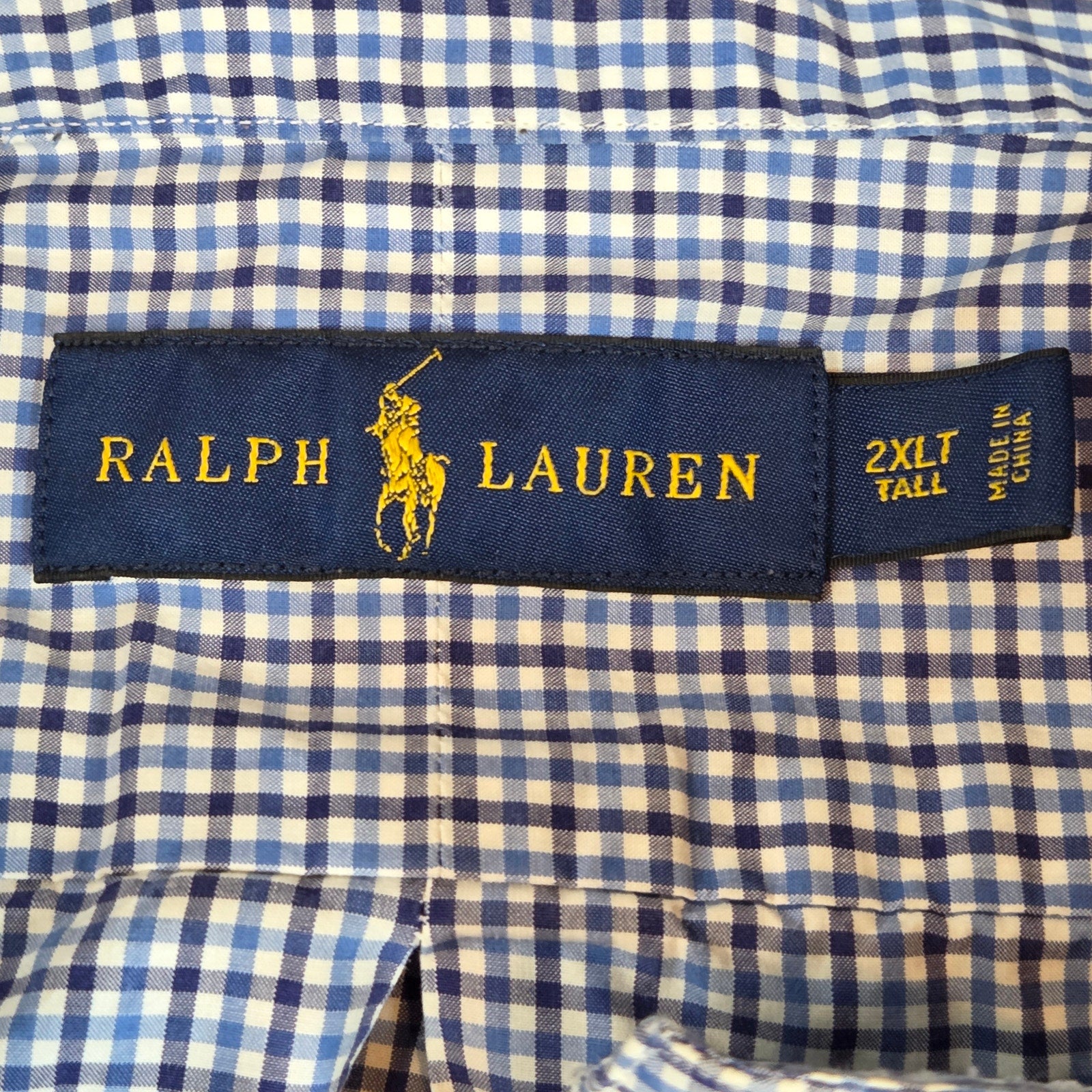 Polo Ralph Lauren 2XLT Blue Gingham Button Down Shirt Cotton Long Sleeve