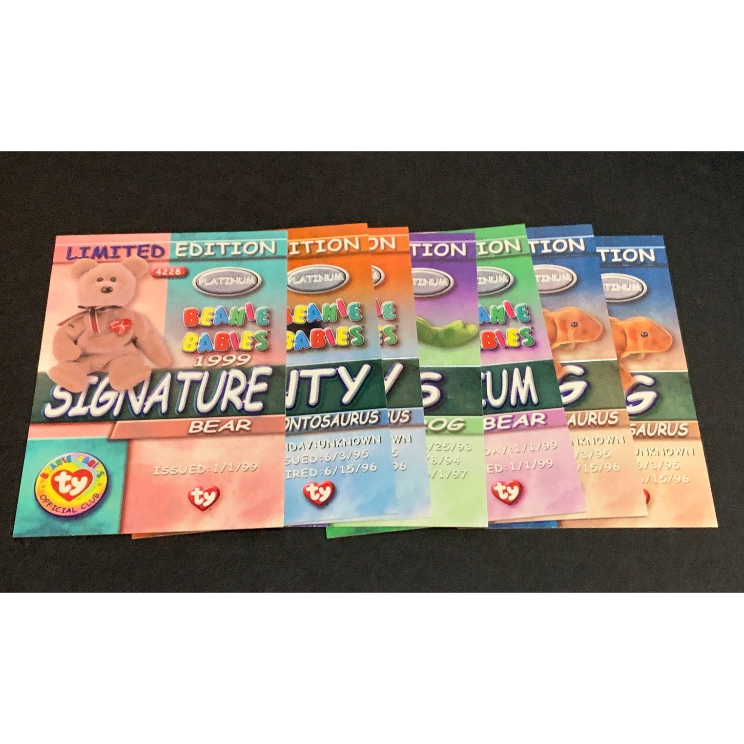 1999 Topps Ty Beanie Babies Platinum Limited Edition Card Lot Of 7 NM
