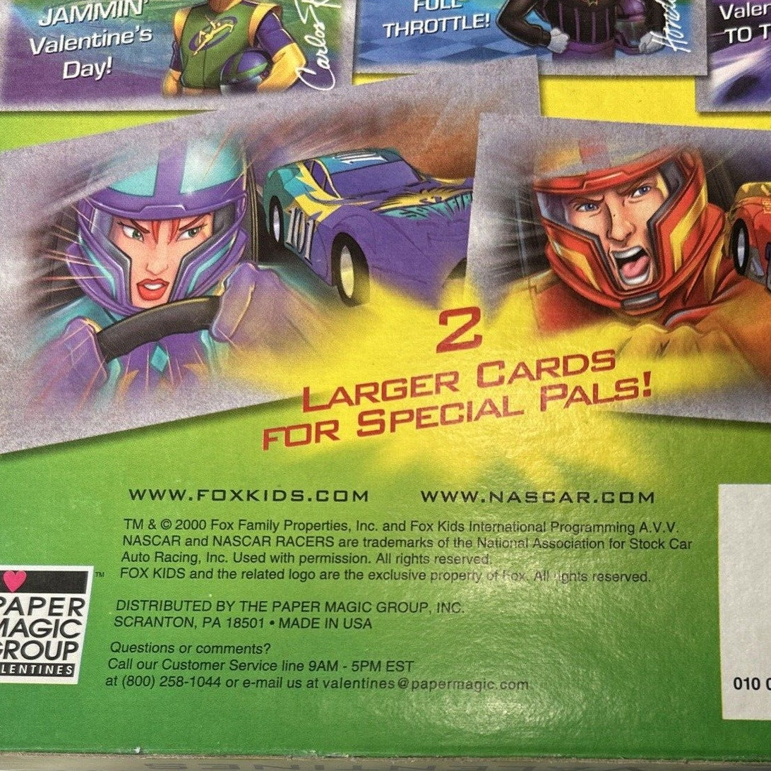 NASCAR Racers Deluxe Foil Valentines 30 Card Set Fox Kids 2000 Sealed USA