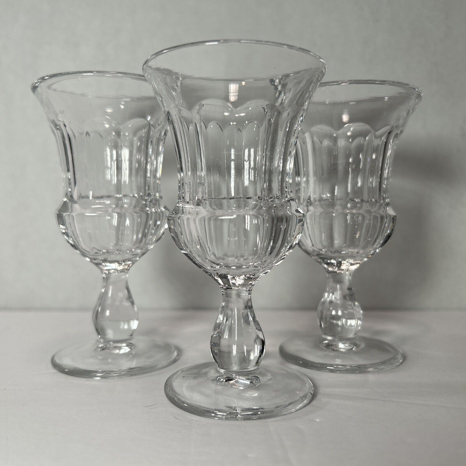 Heisey Continental Colonial Panel Wine Goblets Set of 3 Fluted Stem 339